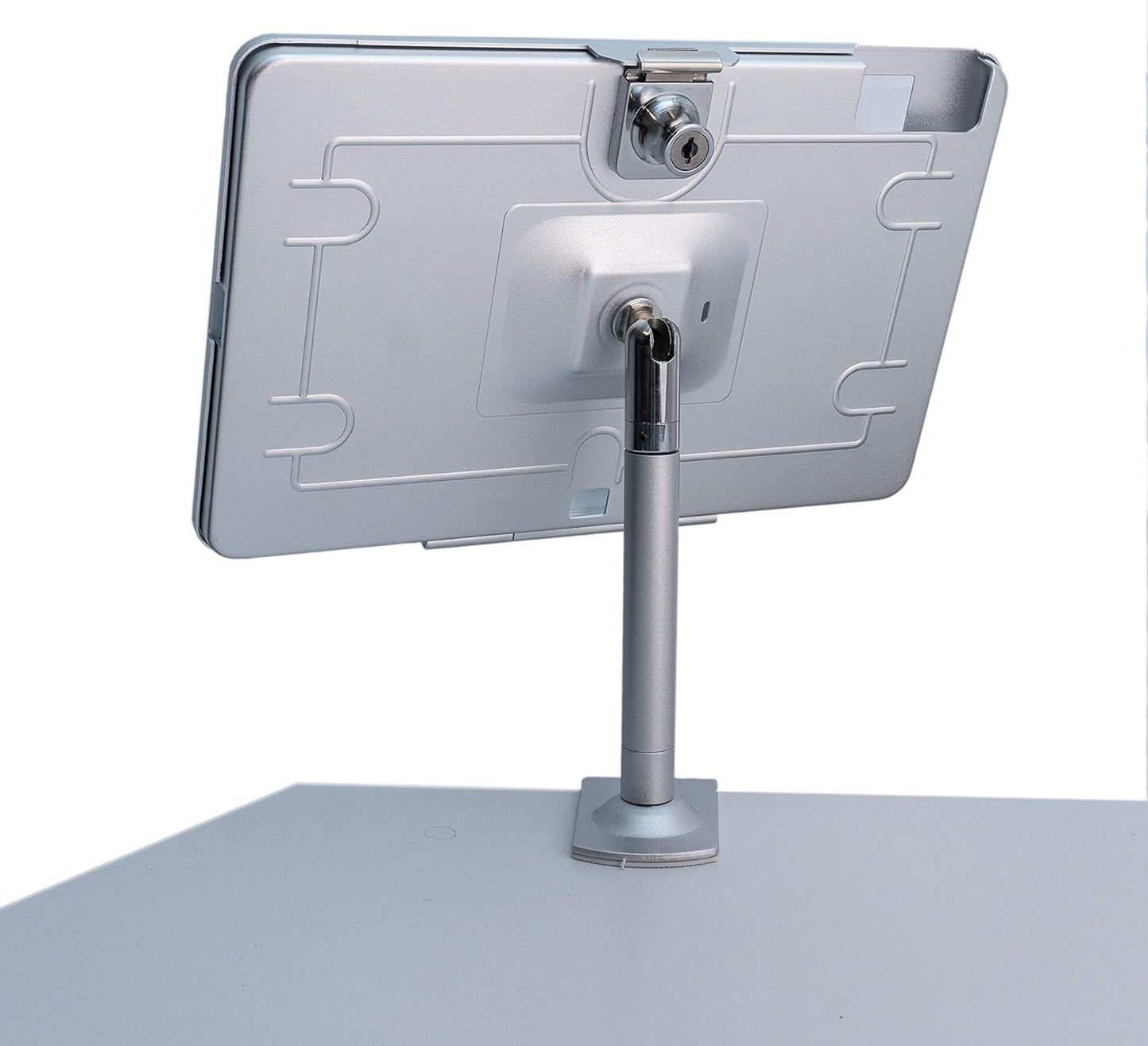 SYSTEM-S Stangen Halterung mit Schloss Befestigung aus Metall in Grau für iPad Pro 10,5"
