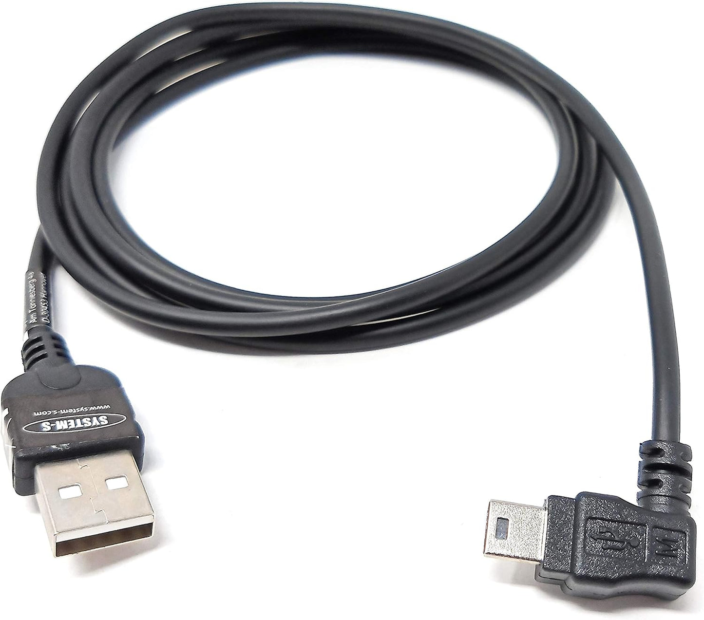 System-S 140 cm USB 2.0 Kabel für USB-A auf USB Mini-B 5-Pin Winkelstecker 90 Grad Links