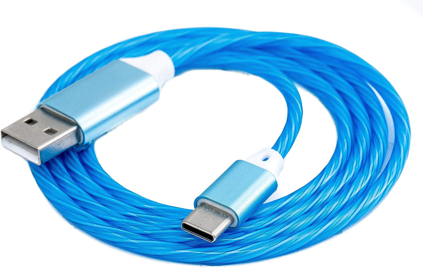 SYSTEM-S USB 3.1 leuchtendes Kabel 1 m Typ C Stecker zu 2.0 A Stecker in Blau