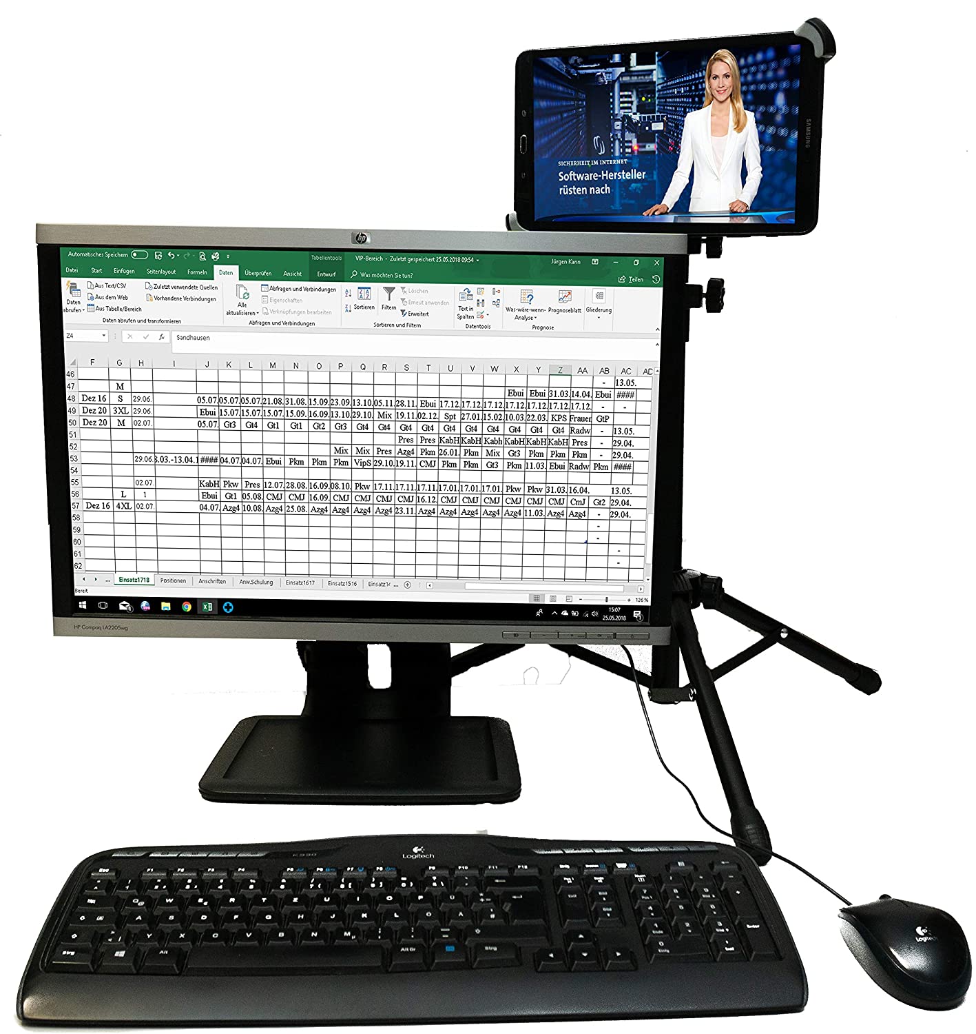 System-S Universaler Boden Ständer Stand Halter für iPad Air 10.5 Zoll und Tablet PC 7-10.5 Zoll