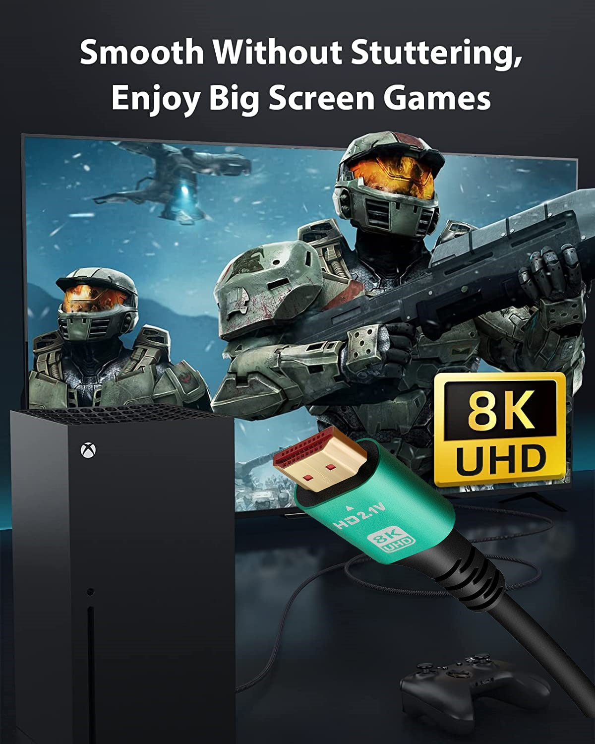 HDMI Cable 8K 2.1 UHD 48Gbps eARC 8K@60Hz 4K@120Hz Gold Plated