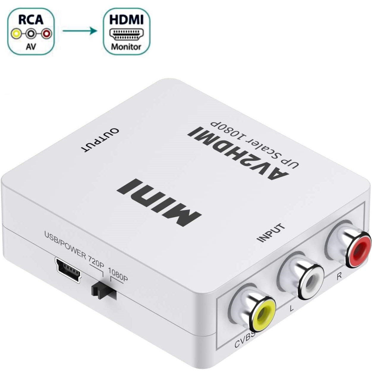 AV RCA Female to HDMI Female Adapter Converter Full HD 1080P Audio Video CVBS to HDMI