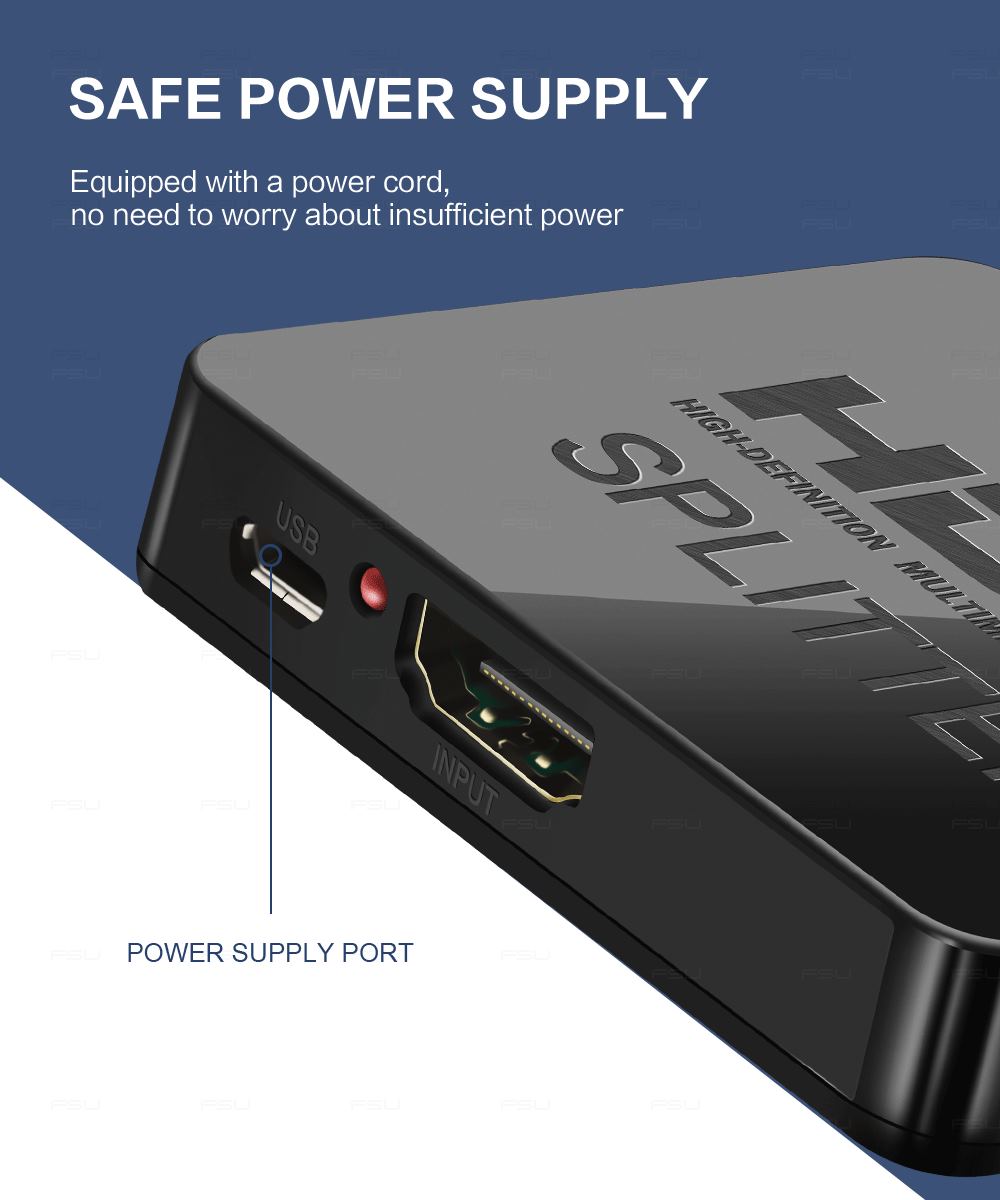 1-in-2-out HDMI Splitter 4K Ultra HD 4K@30Hz 1080p@60Hz