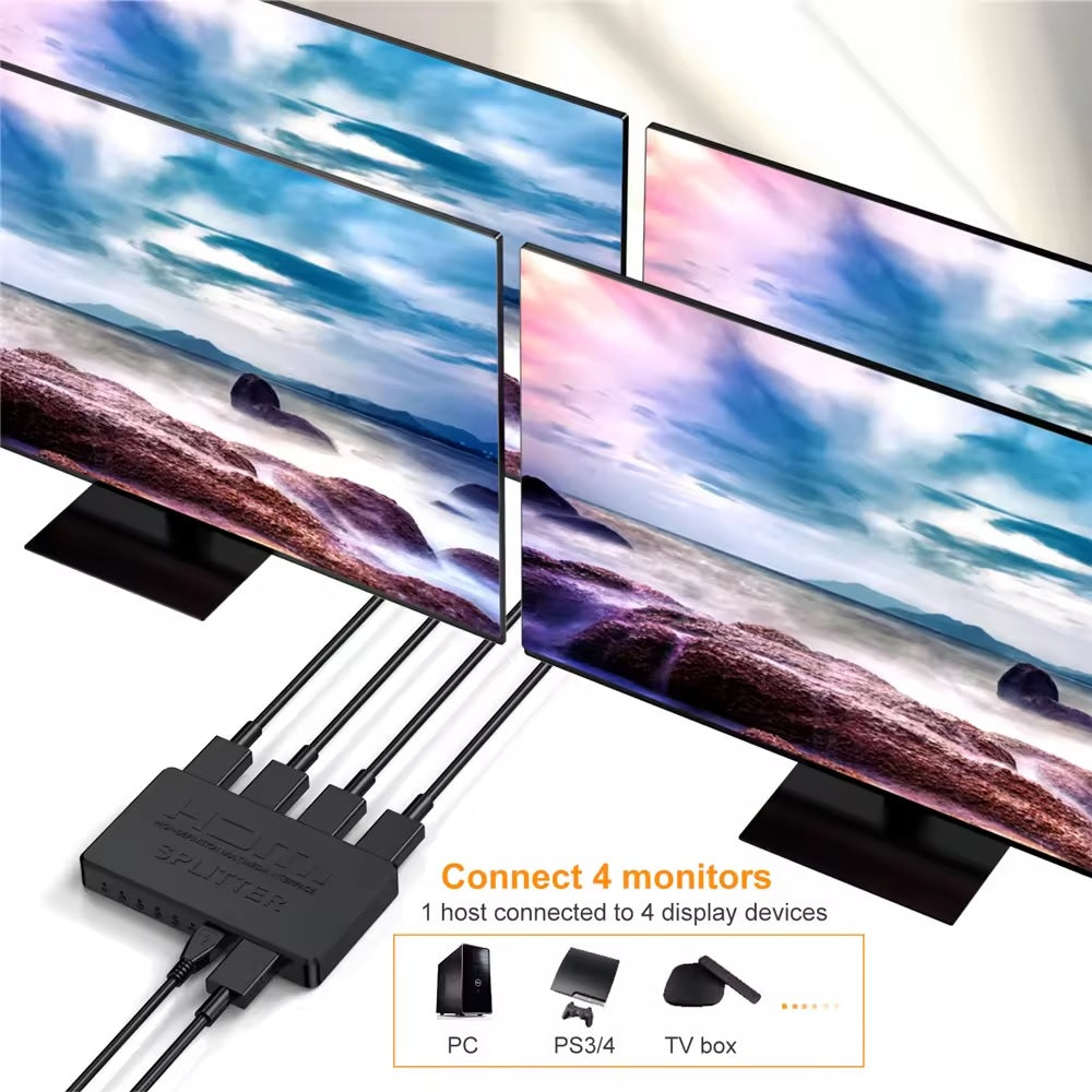 1-in-4-out HDMI Splitter 4K Ultra HD 4K@30Hz 1080p@60Hz