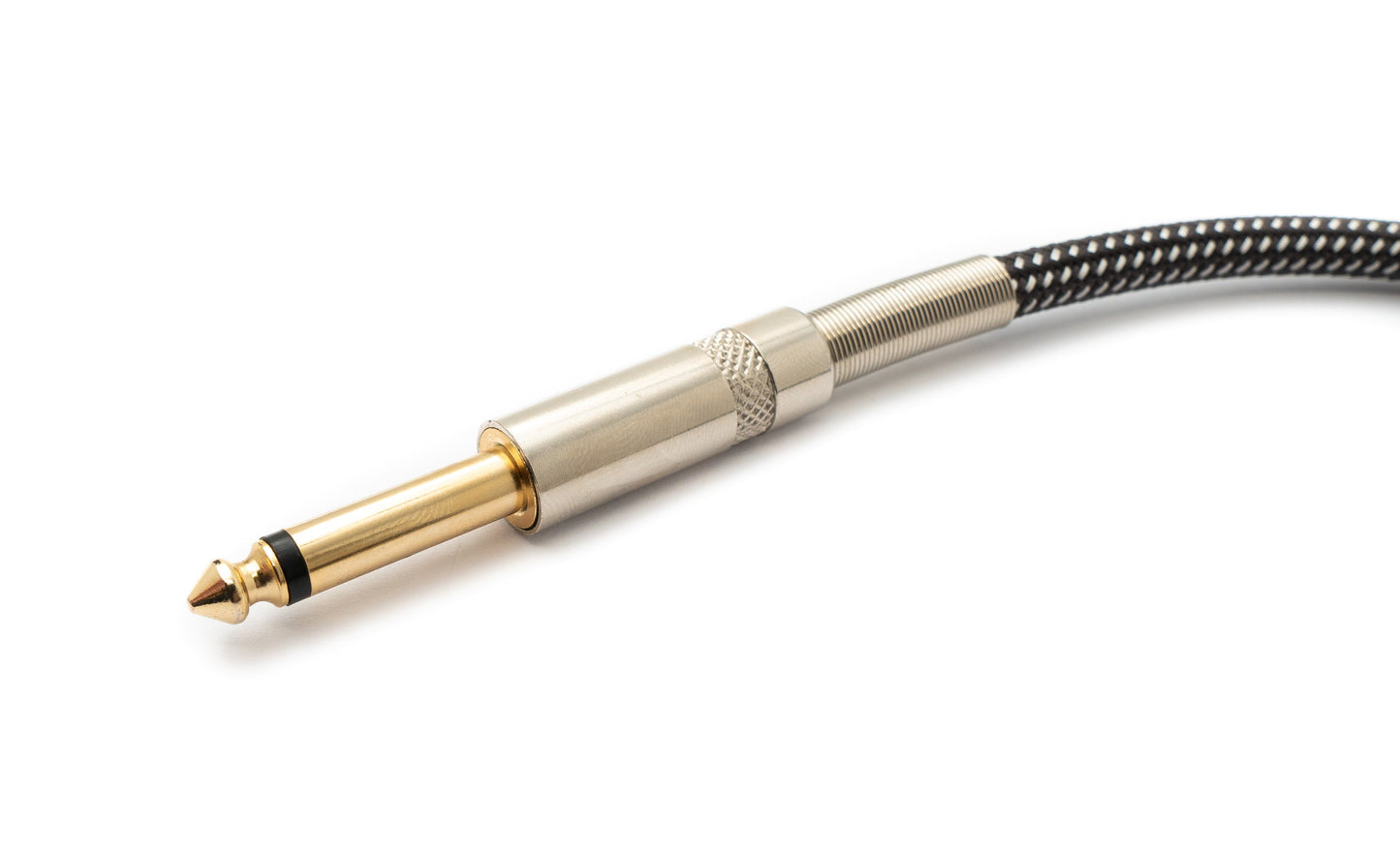 SYSTEM-S Audio Kabel 30 cm 6.35 mm Klinke Stecker zu Stecker Winkel Nylon geflochten Knickschutz AUX