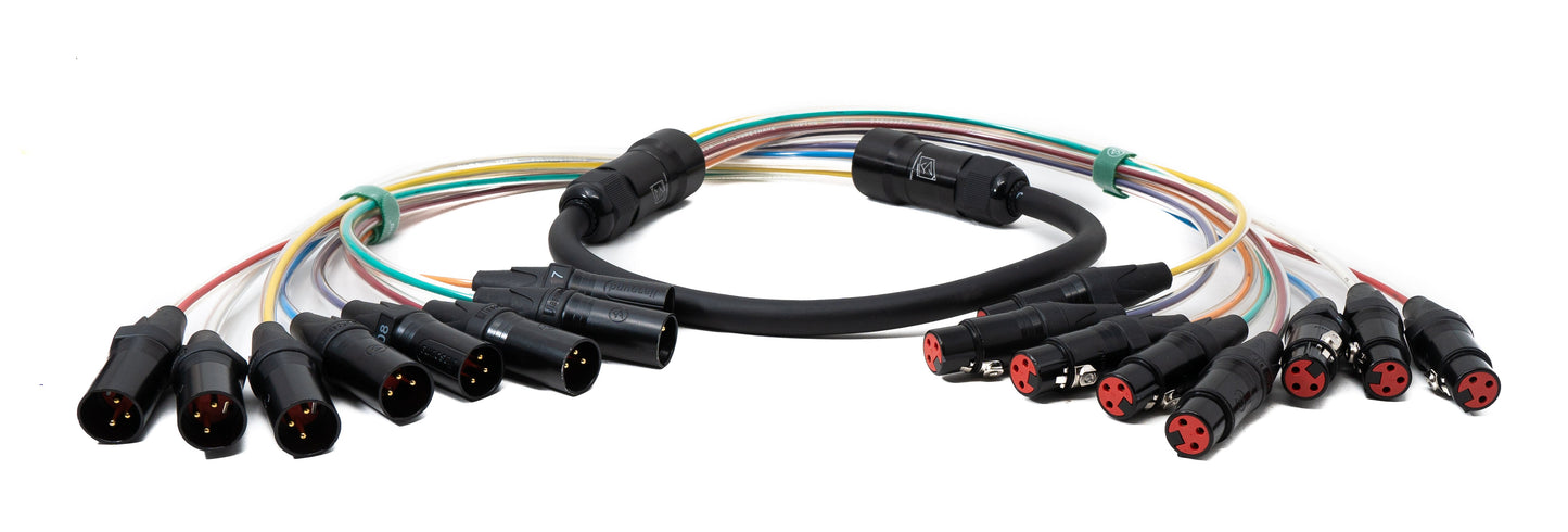 SYSTEM-S Audio Kabel 150 cm XLR 3 polig 8x Stecker zu 8x Buchse AUX in Schwarz