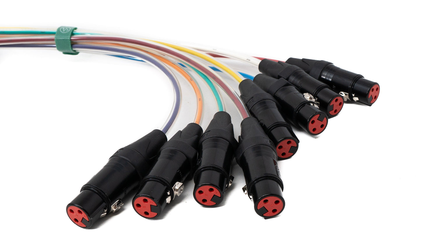 SYSTEM-S Audio Kabel 150 cm XLR 3 polig 8x Stecker zu 8x Buchse AUX in Schwarz