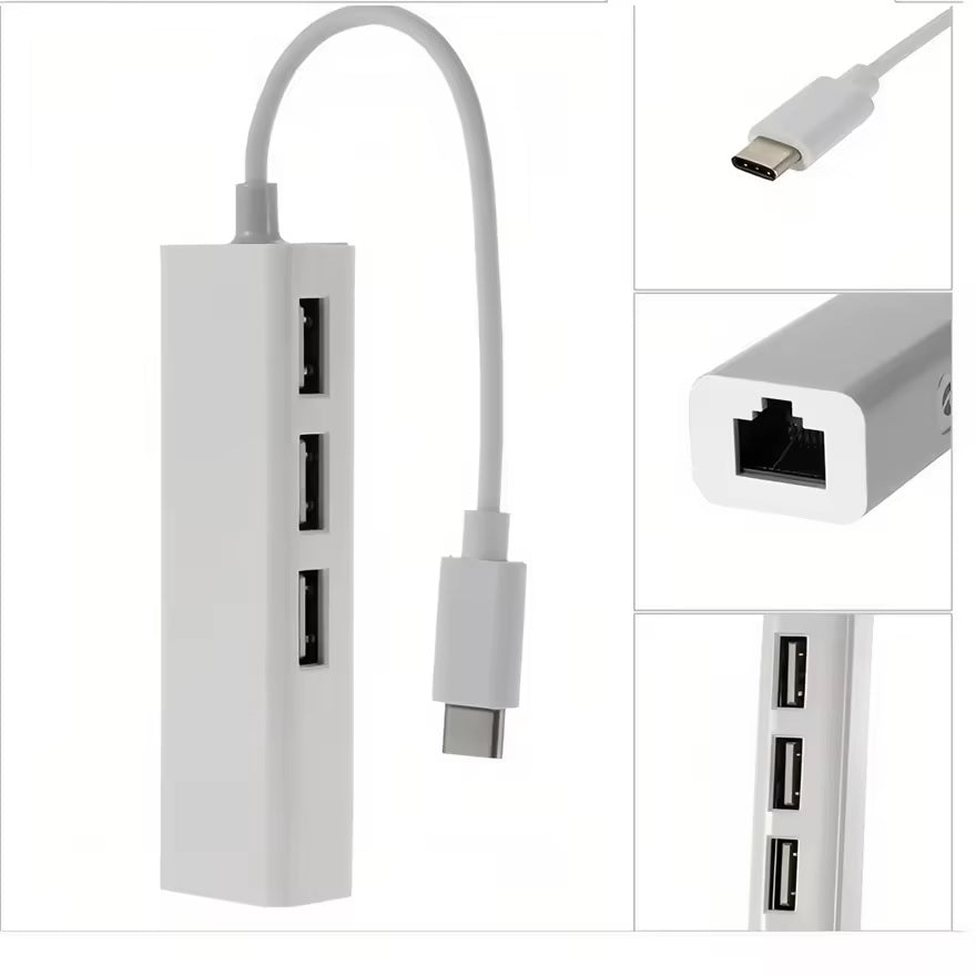 USB-C to RJ45 and 3x USB-A Adapter