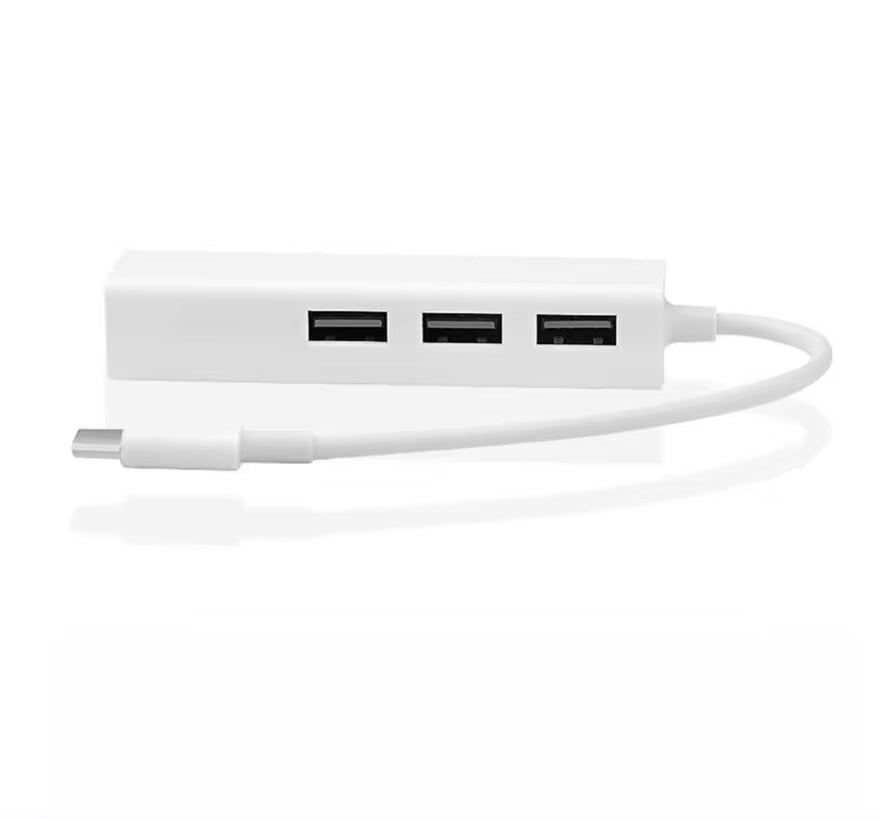 USB C auf 3x USB A und RJ45 Ethernet LAN Adapter Hub Mac USB-C 10/100 Mbps - DREIKS