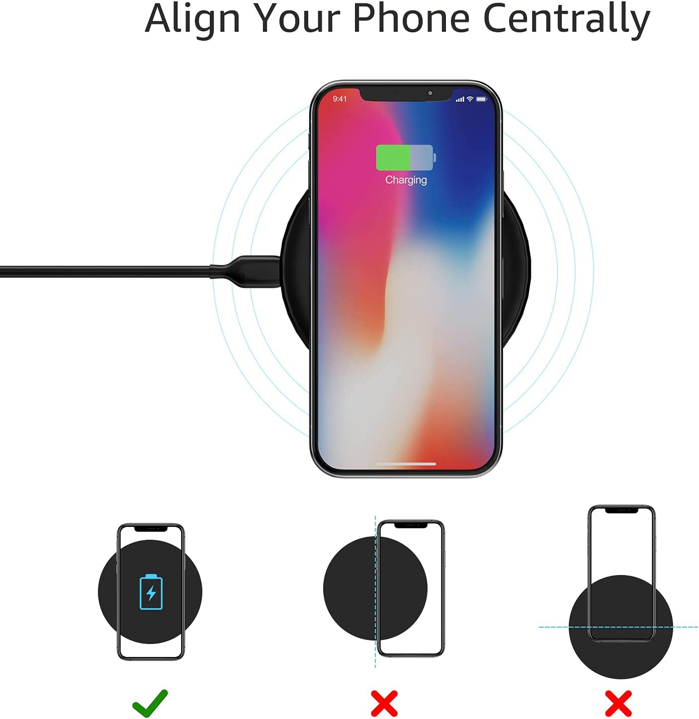 15W Wireless Charger Pad Qi Charger Inductive Charging Station