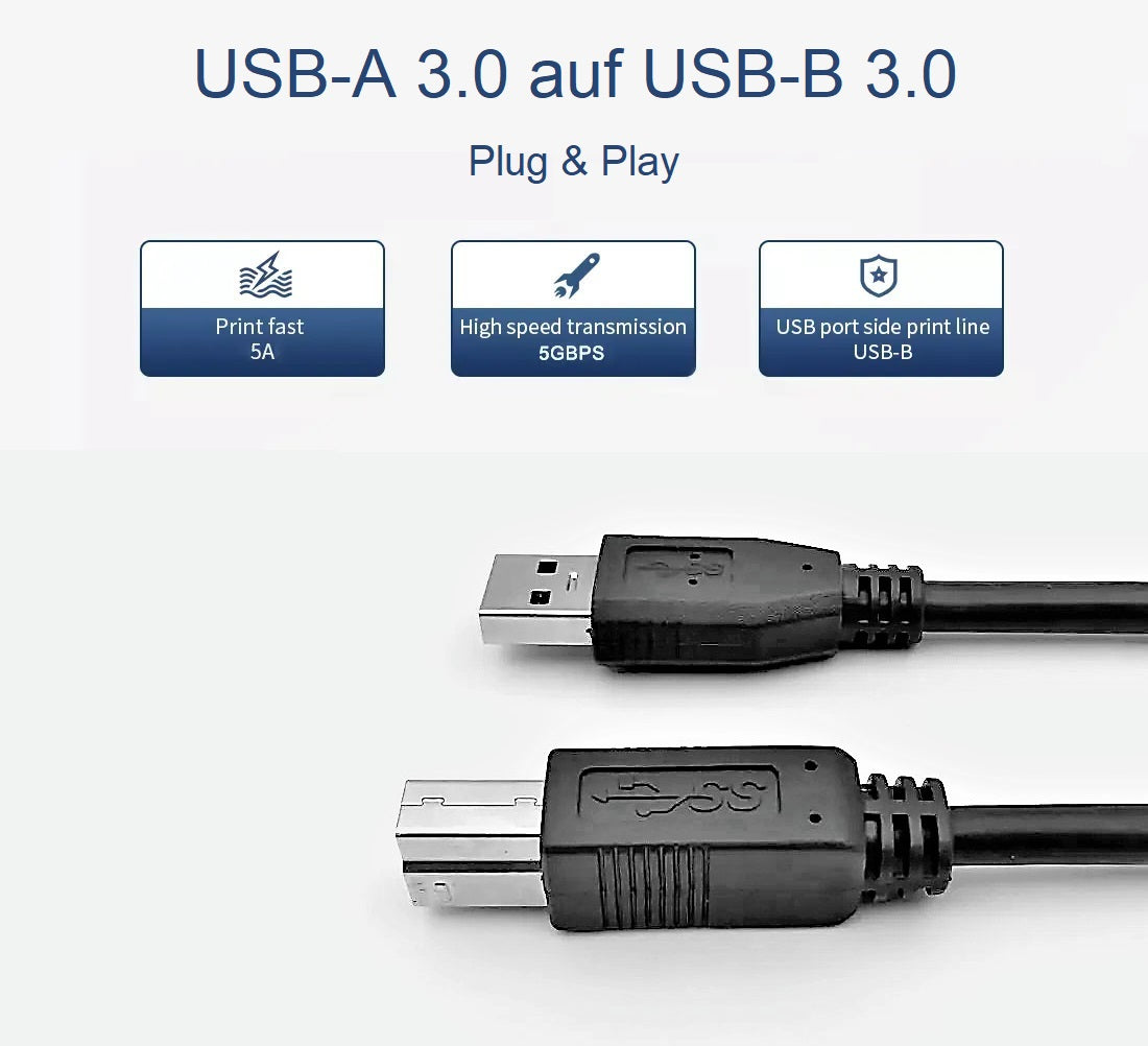Printer Cable USB 3.0 Scanner Cable USB-A Male to USB-B Male Cable 2m