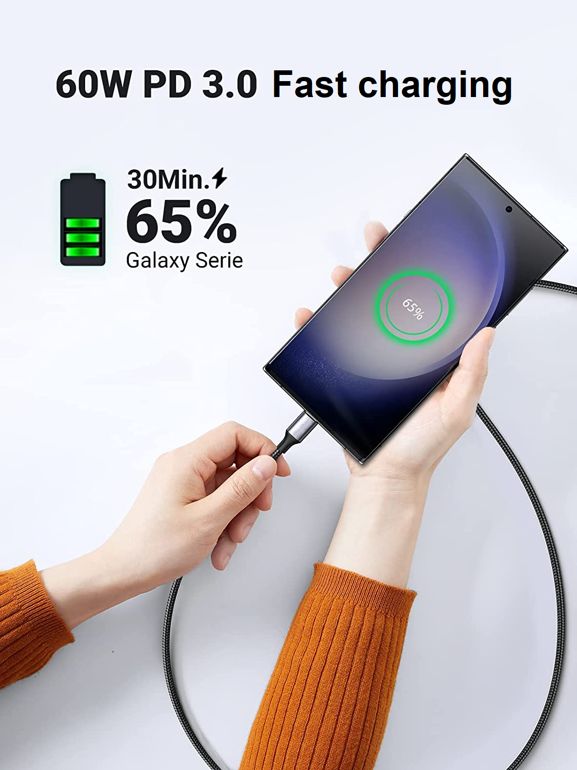 USB-C Male to USB-C Male Cable 60W Fast Charging