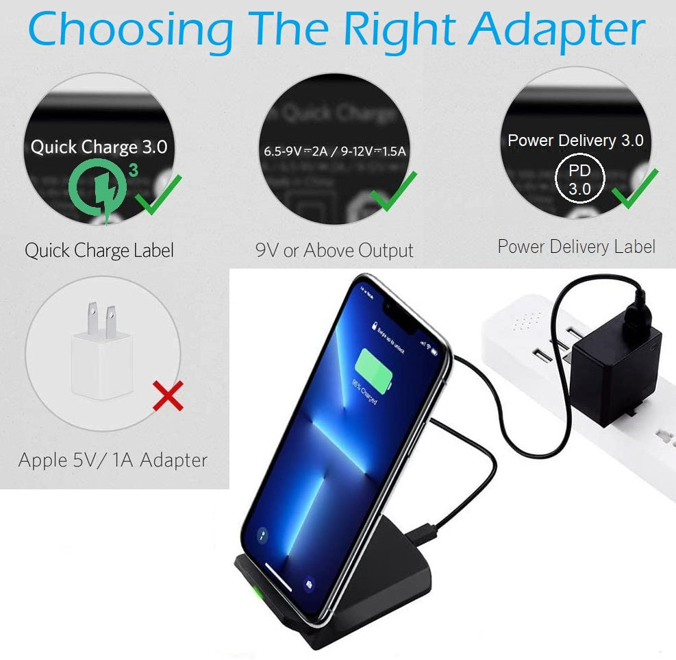 15W Wireless Charger Stand Foldable Qi Charger Inductive Charging Station