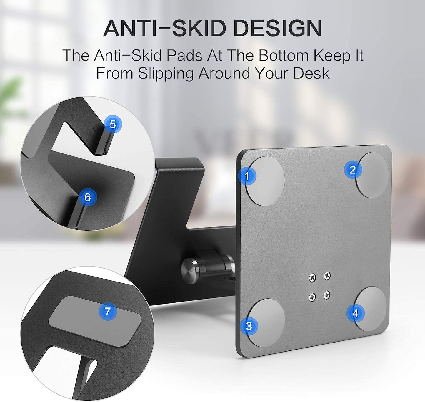 Tablet Stand Foldable Notebook Kindle Holder 4-15.6" Aluminium