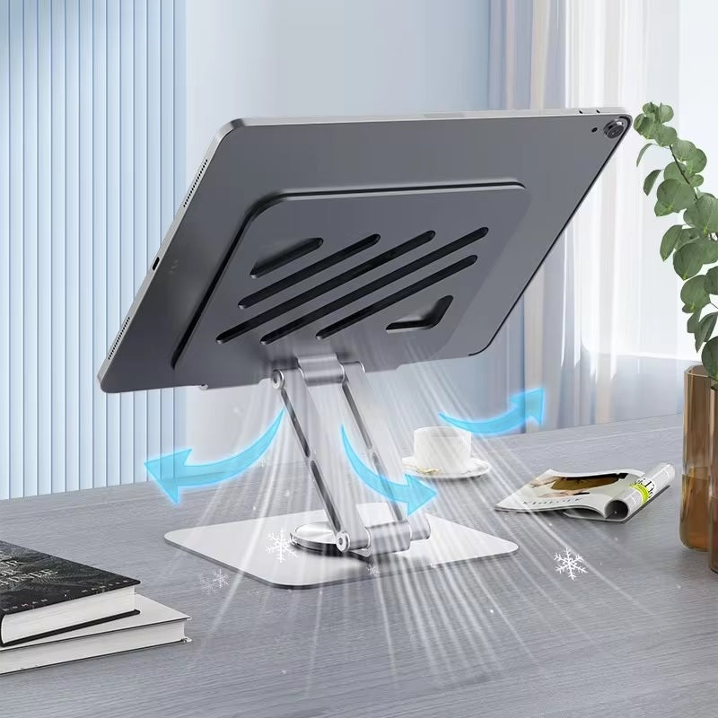 Tablet Stand Rotating Foldable Notebook Kindle Holder 4-12" Aluminium