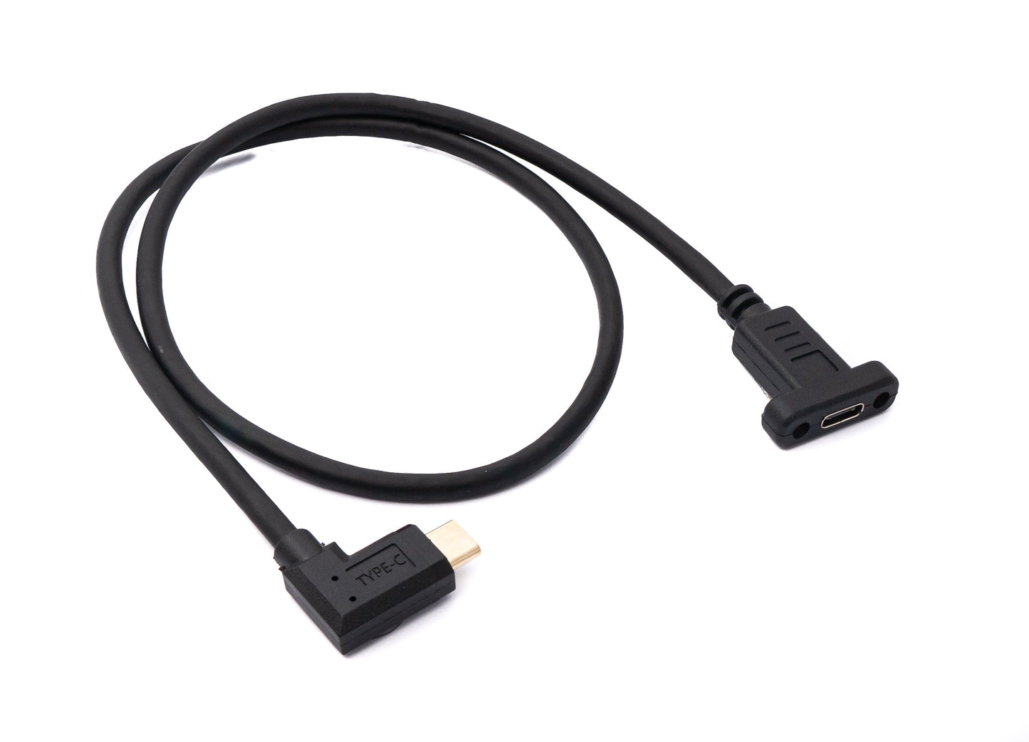 SYSTEM-S USB 3.1 Kabel 60 cm Typ C Stecker zu Buchse Schraube Winkel in Schwarz