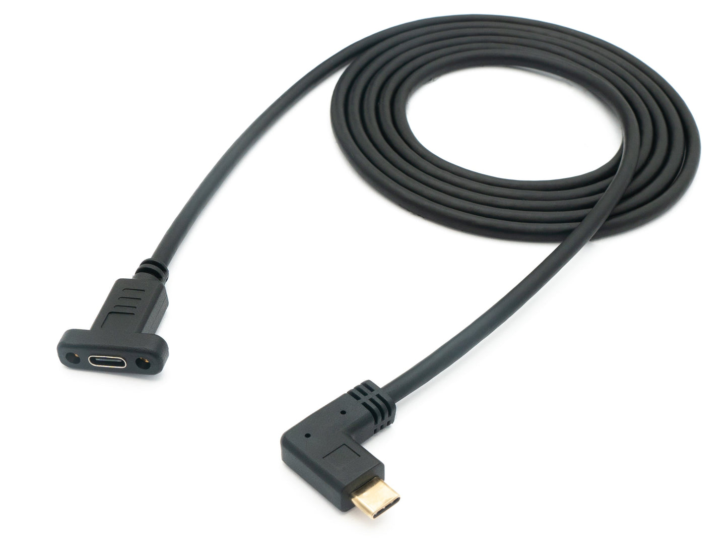 SYSTEM-S USB 3.1 Kabel 1,8 m Typ C Stecker zu Buchse Schraube Winkel in Schwarz
