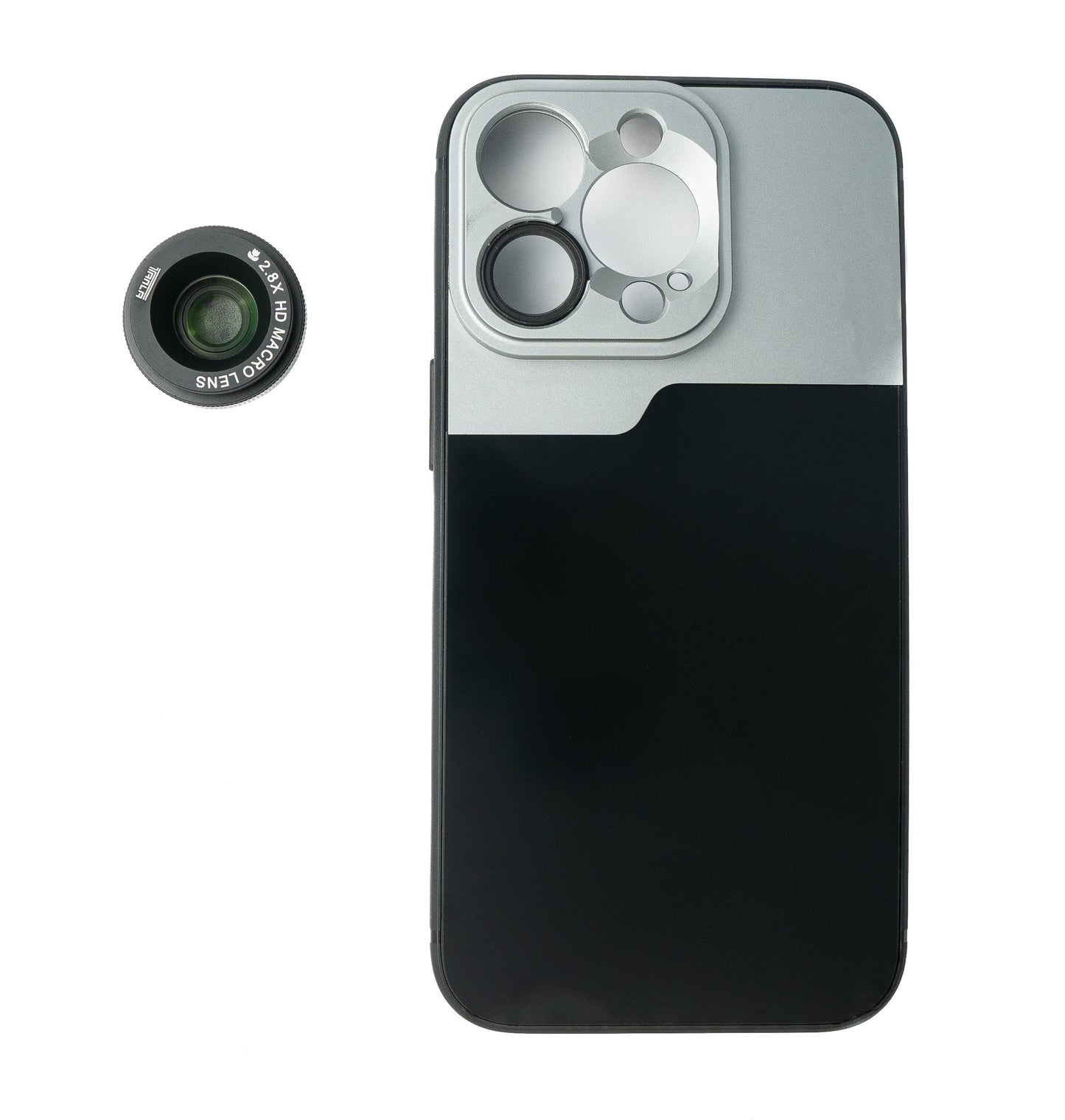 SYSTEM-S Makro Linse 2.8x HD Filter mit Hülle in Schwarz für iPhone 13 Pro