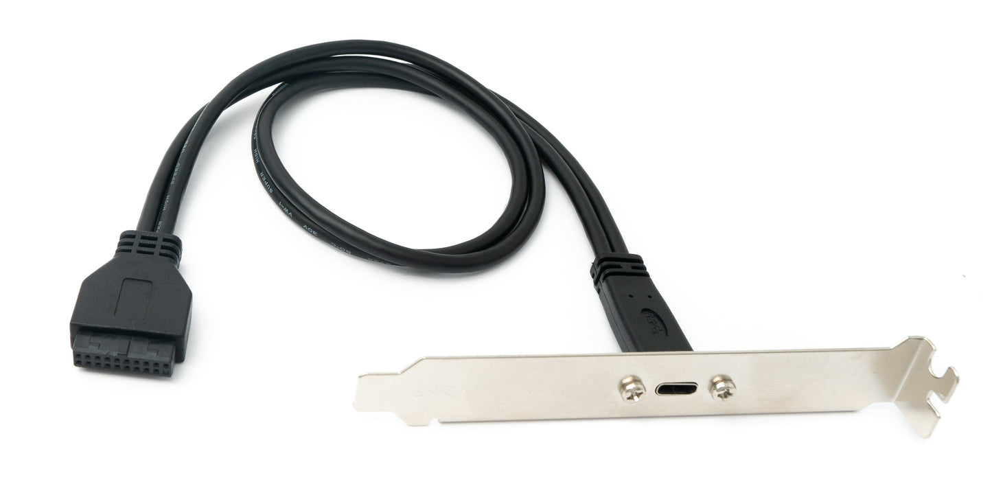 SYSTEM-S USB 3.1 cable 50 cm Type C female to 20-pin PCI screw cable in black