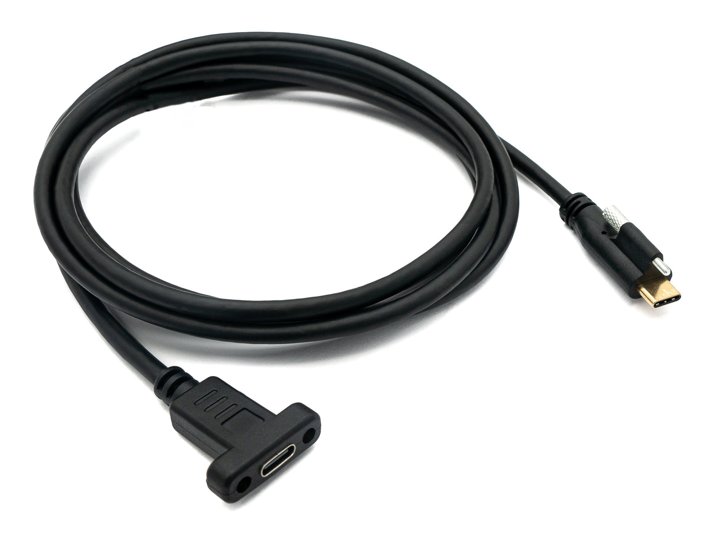 SYSTEM-S USB 3.1 Kabel 2 m Typ C Stecker zu Buchse Schraube in Schwarz