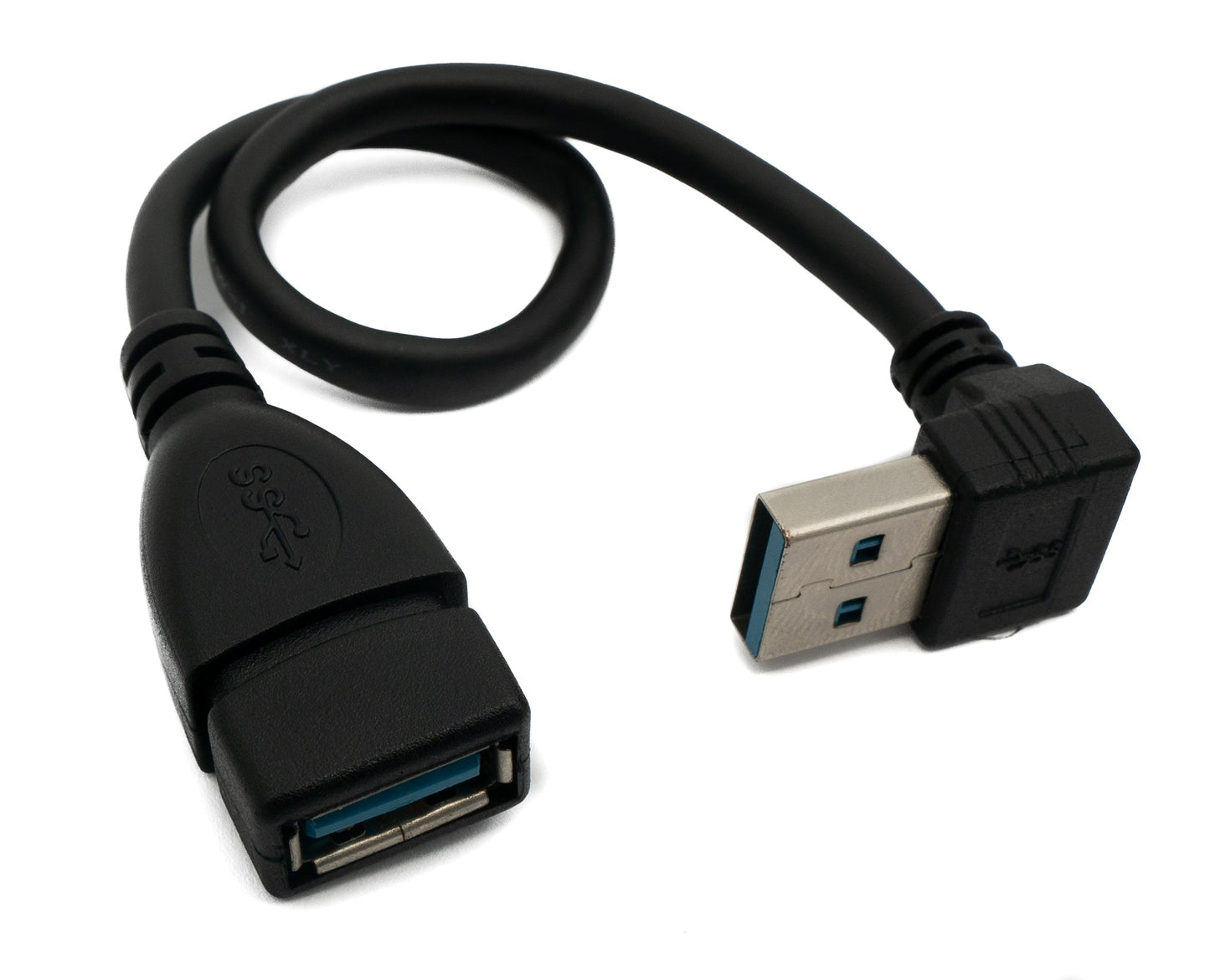 SYSTEM-S USB 3.0 cable 20 cm Type A male to female angled in black