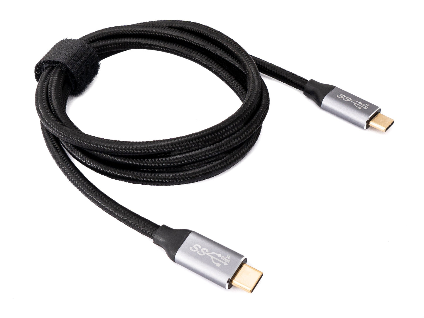 SYSTEM-S USB 3.1 Gen 2 100W Kabel 100 cm Typ C Stecker zu Stecker geflochten in Schwarz