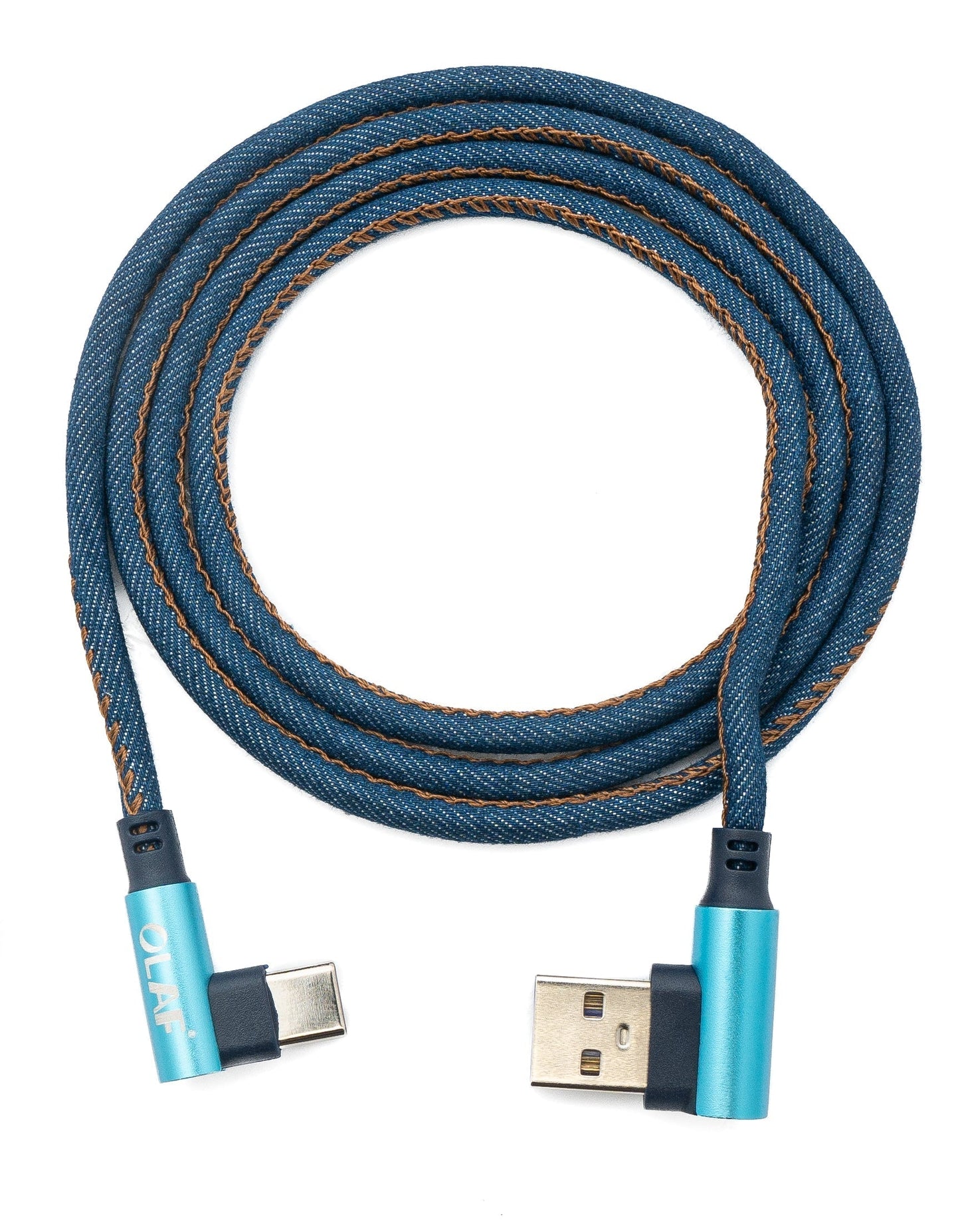 SYSTEM-S USB 3.1 Kabel 100cm Typ C Stecker Typ A Stecker geflochten Winkel in Blau