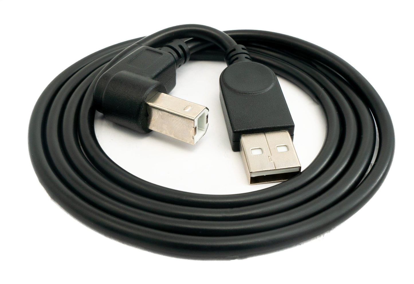 SYSTEM-S USB 2.0 Kabel 100 cm Typ B Stecker zu A Stecker Winkel in Schwarz