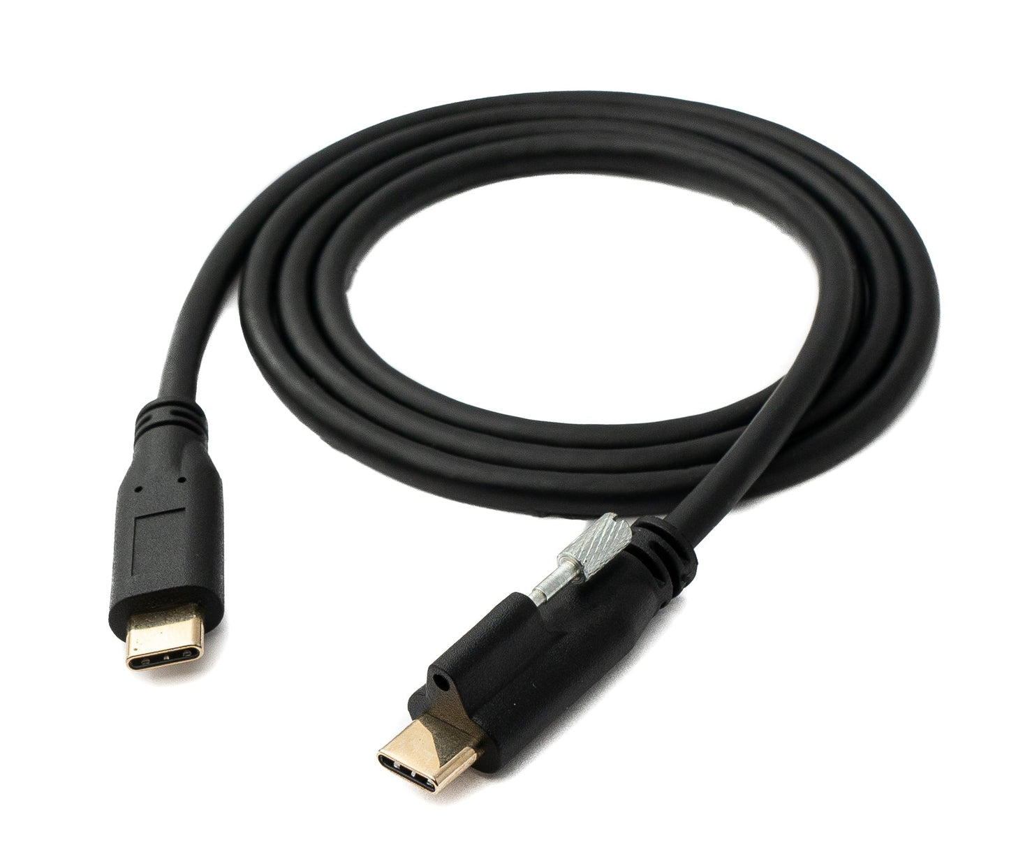 SYSTEM-S USB 3.1 Gen 2 100W Kabel 100 cm Typ C Stecker zu Stecker Schraube in Schwarz
