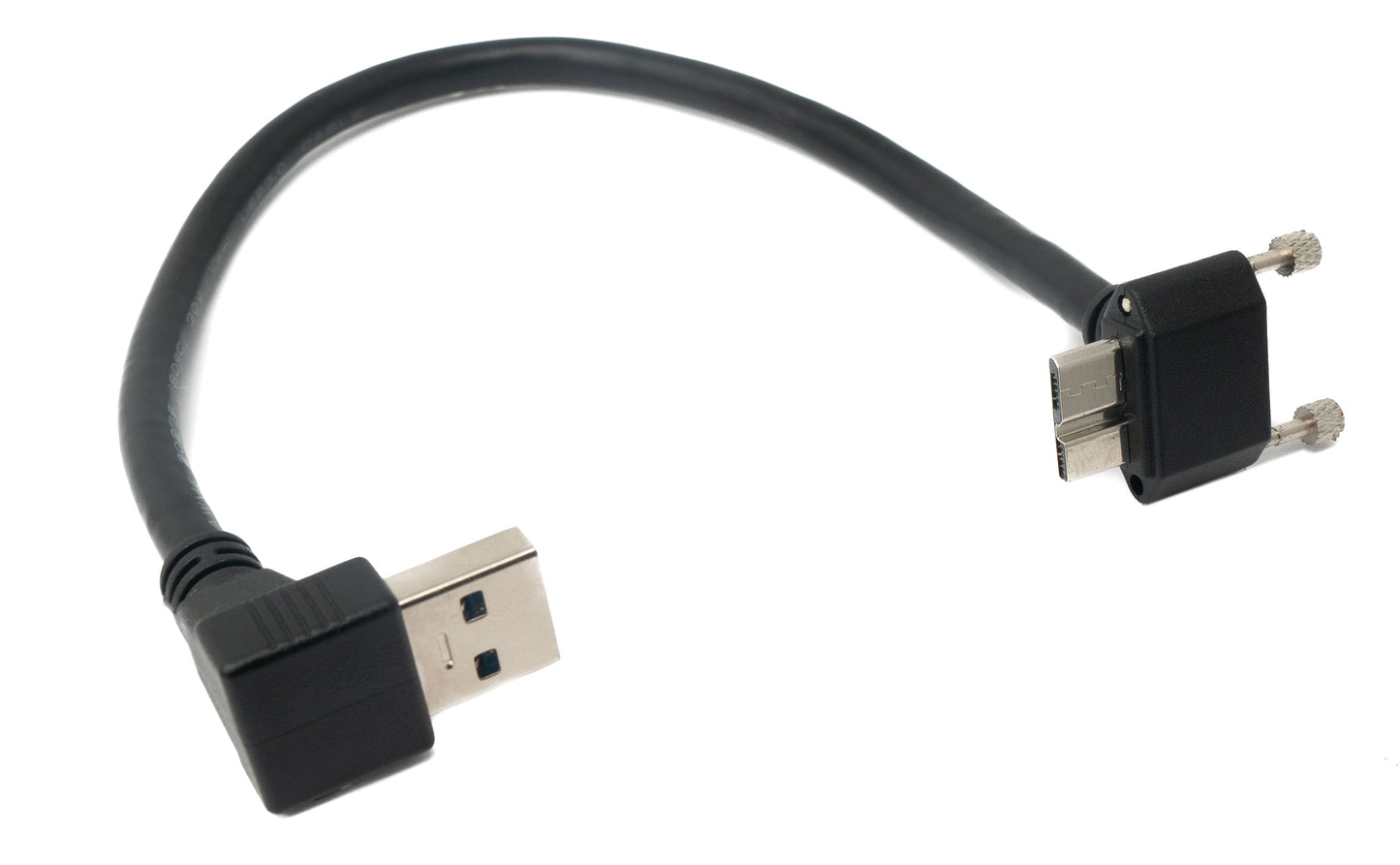 SYSTEM-S USB 3.0 cable 30 cm Micro B plug to A plug screw angle black