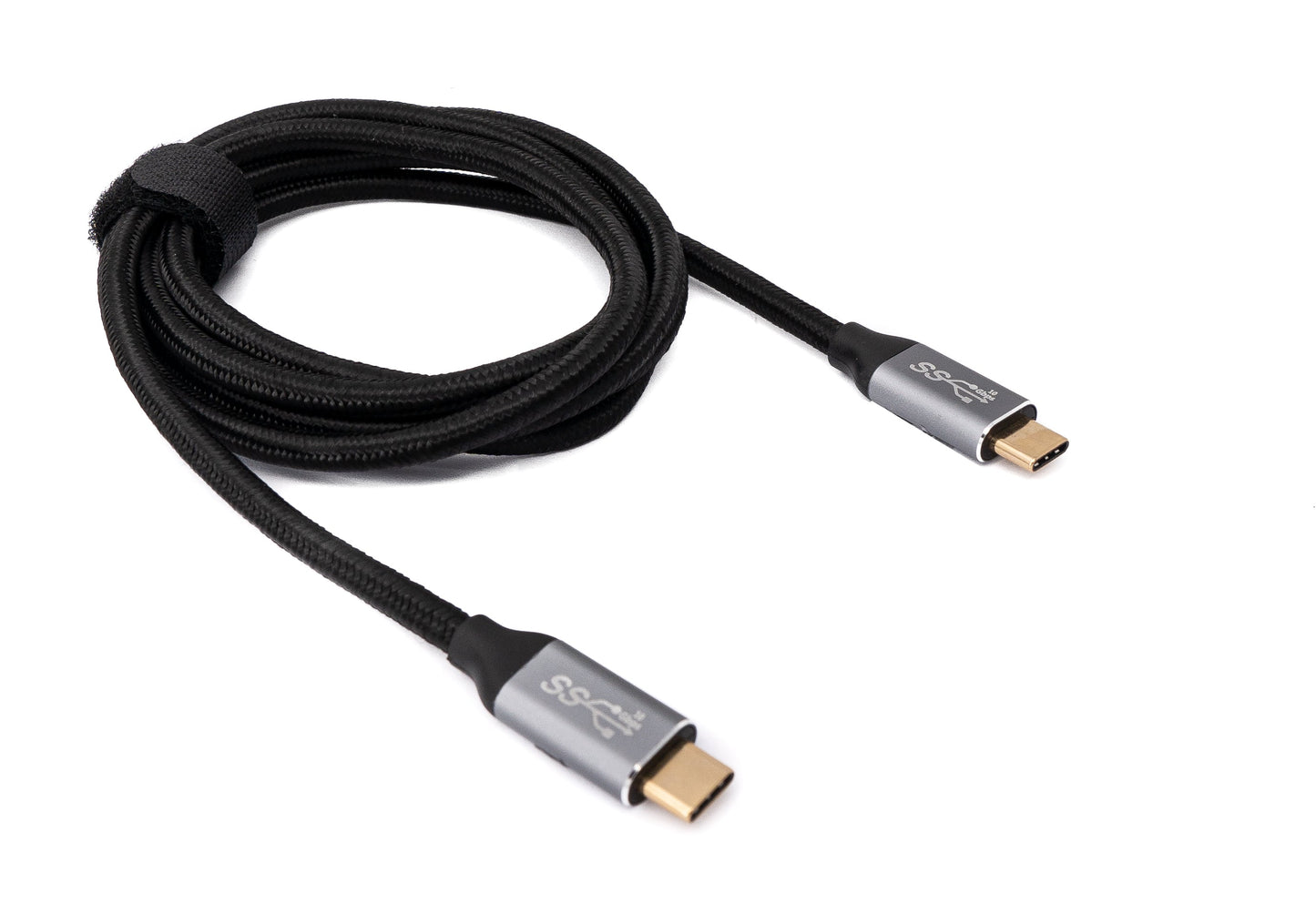 SYSTEM-S USB 3.1 Gen 2 100W Kabel 150 cm Typ C Stecker zu Stecker geflochten in Schwarz