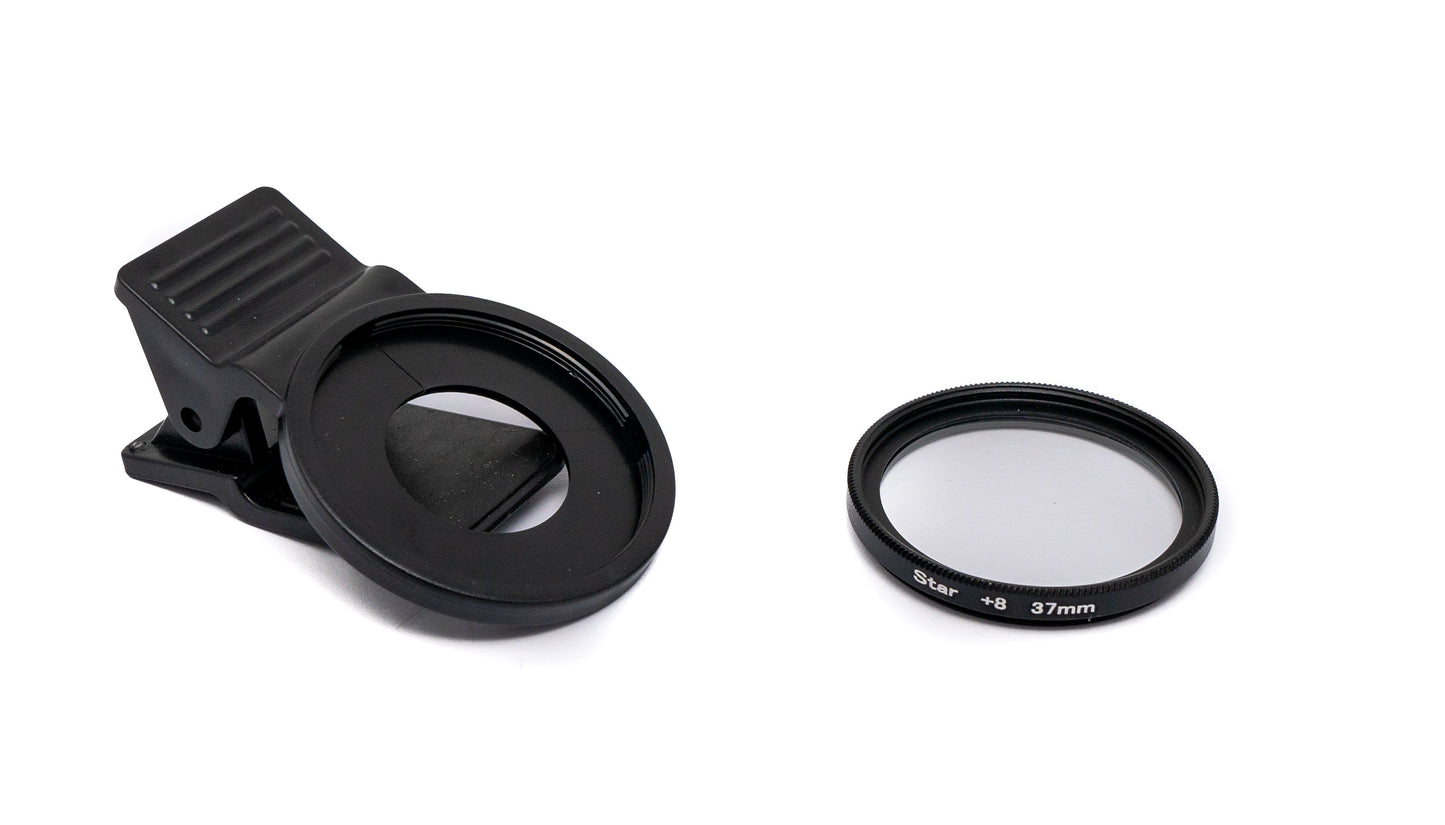 SYSTEM-S Stern Filter 8 Punkt 37 mm Star Light Linse mit Clip für Smartphones in Schwarz