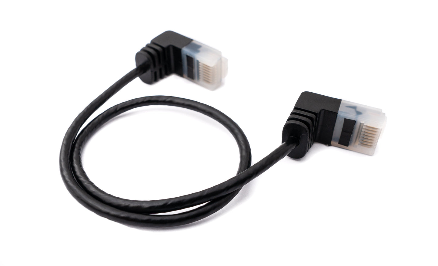 SYSTEM-S LAN Kabel 25 cm RJ45 8P8C STP Cat6 Stecker zu Stecker Winkel Schwarz