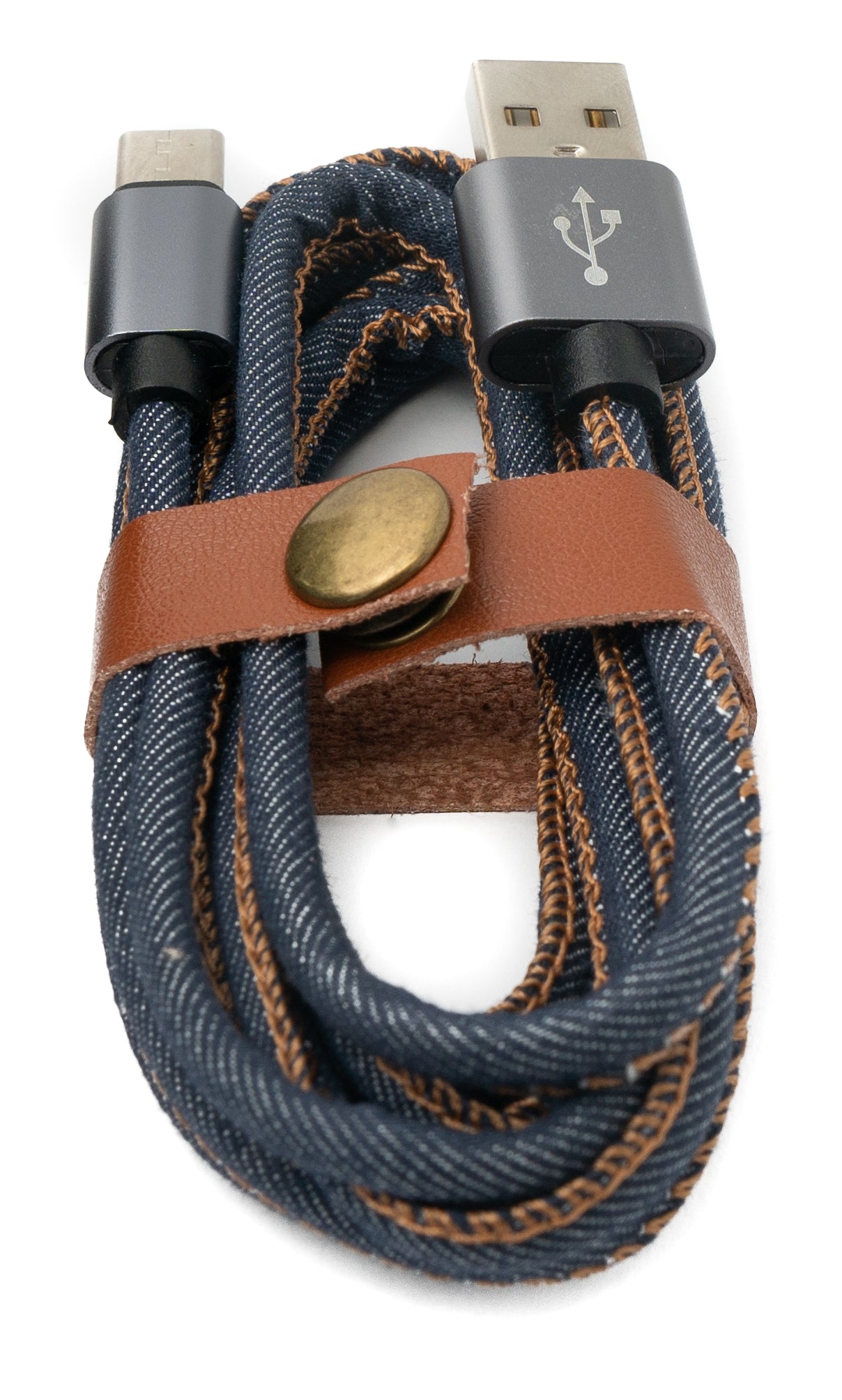 SYSTEM-S USB 3.1 Kabel 2 m Typ C Stecker zu 2.0 Typ A Stecker geflochten in Denim Blau