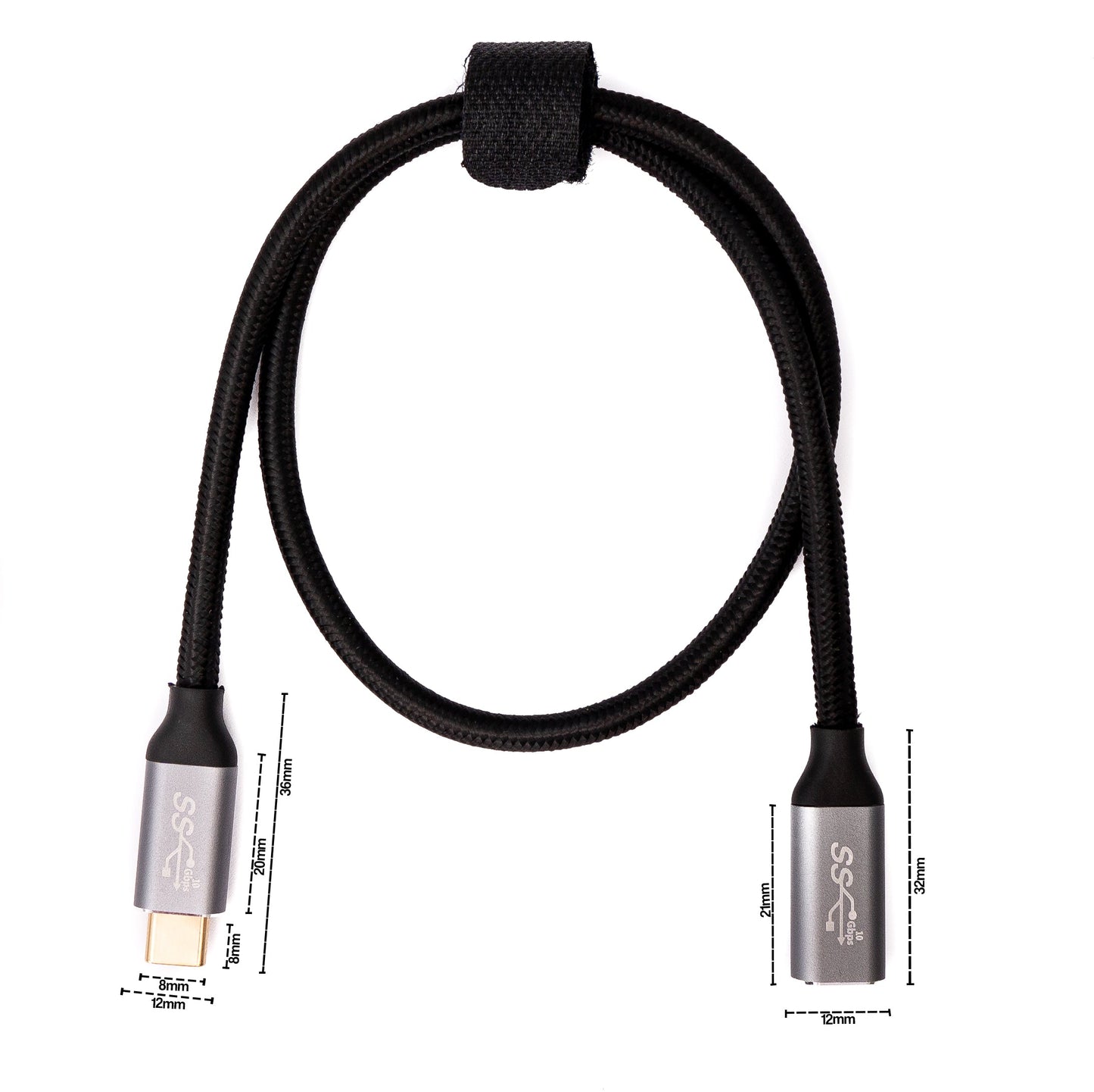 SYSTEM-S USB 3.1 Gen 2 Kabel 100W 50 cm Typ C Stecker zu Buchse in Schwarz
