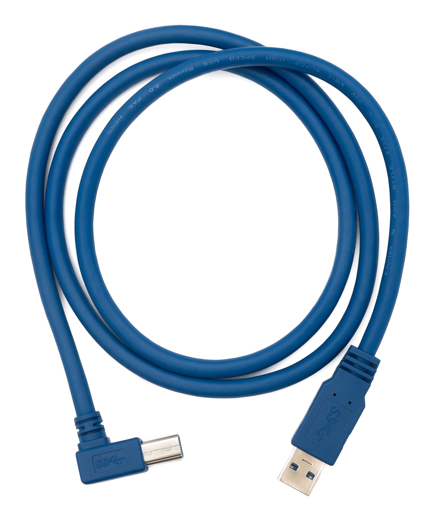 SYSTEM-S USB 3.0 cable 1.8 m Type B male to Type A male angled in blue