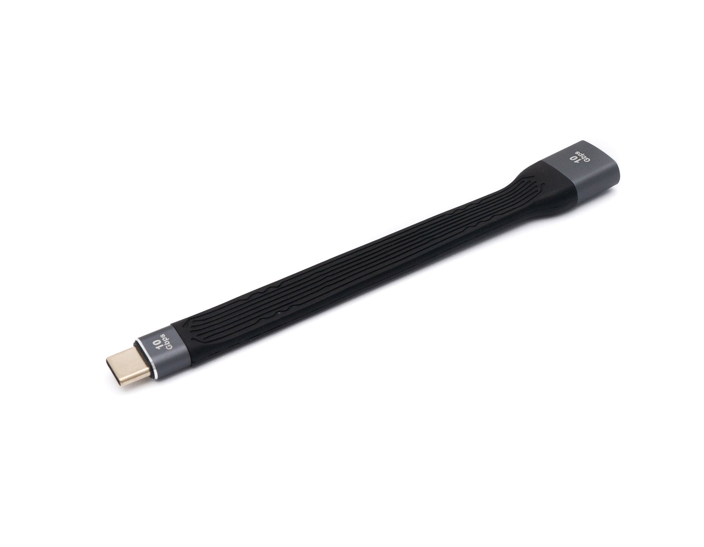 SYSTEM-S USB 3.1 Kabel 13 cm Typ C Stecker zu 3.0 Typ A Buchse flach in Schwarz