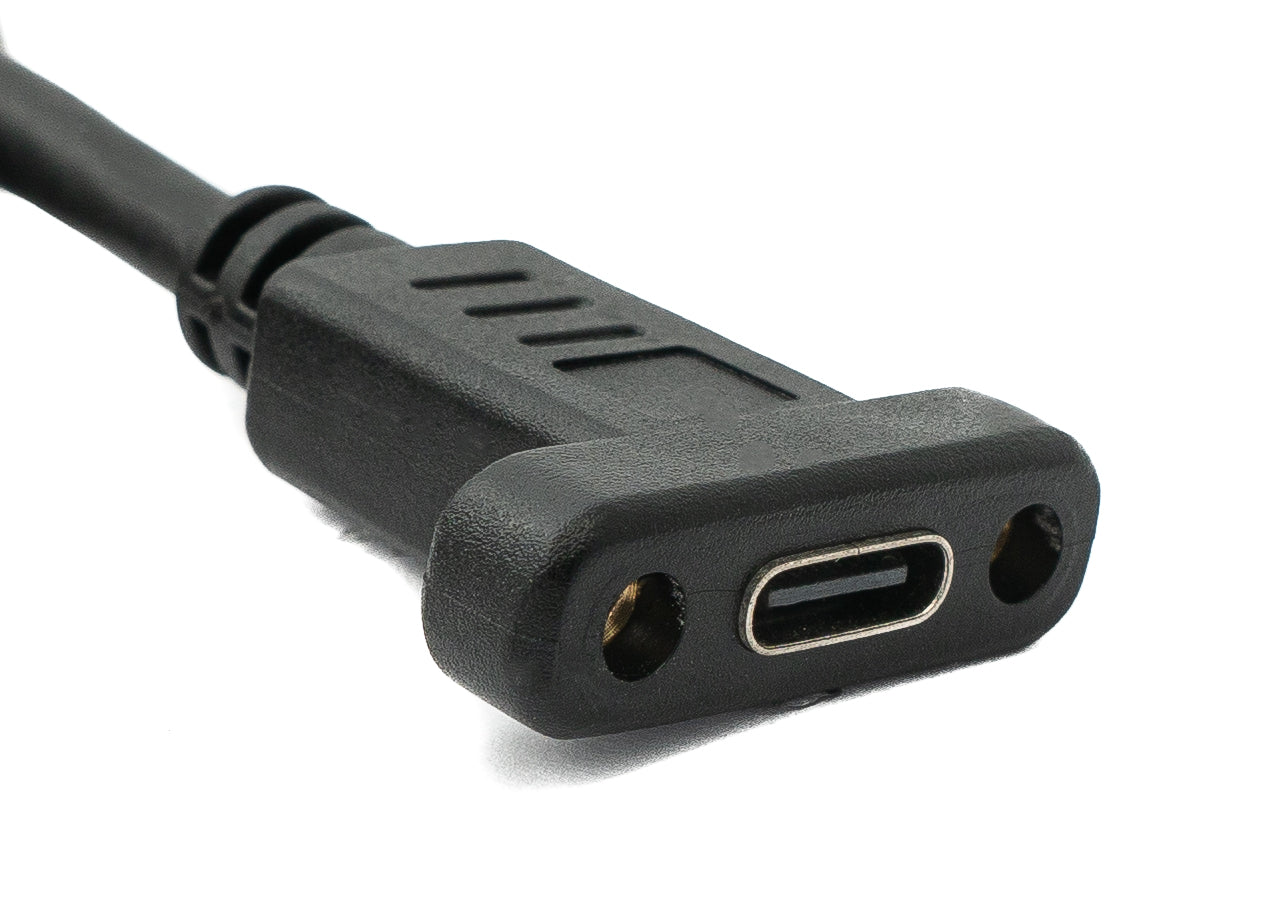 SYSTEM-S USB 3.1 Gen 2 100W Kabel 2 m Typ C Stecker zu Buchse Schraube Winkel in Schwarz