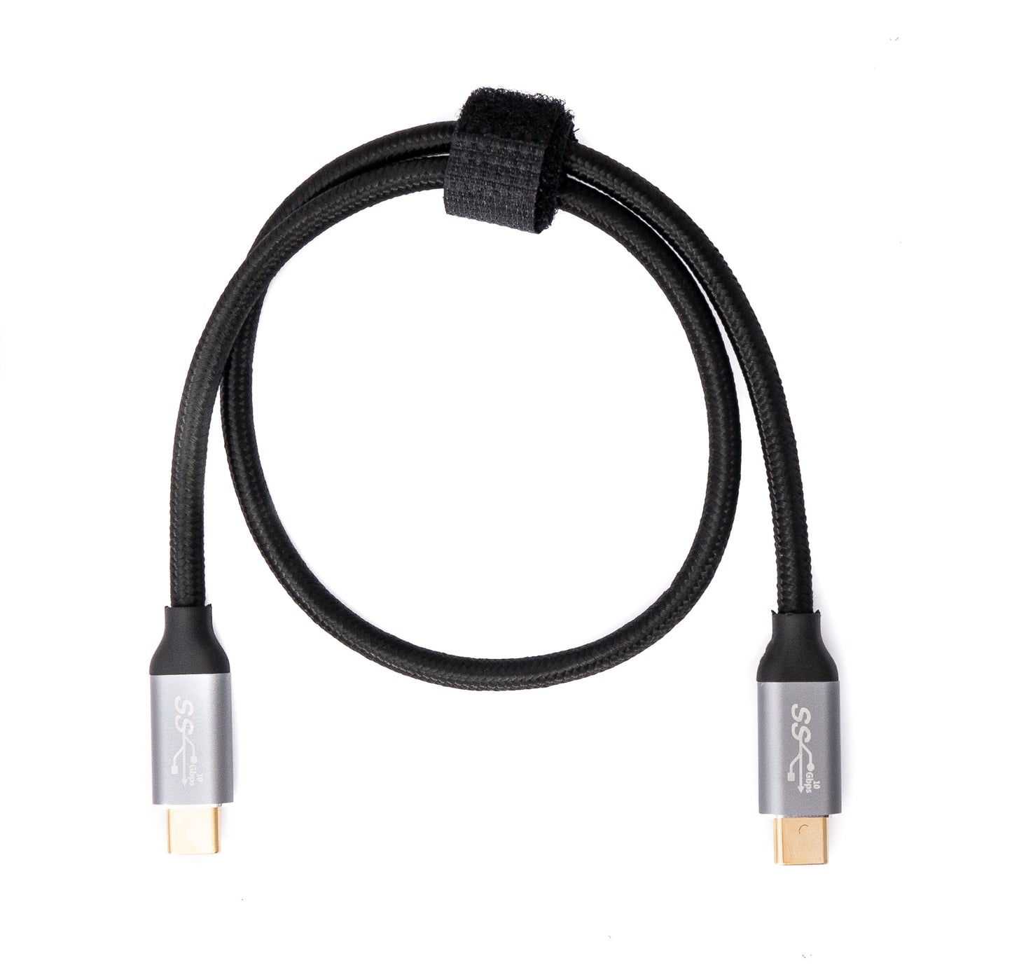 SYSTEM-S USB 3.1 Gen 2 100W Kabel 50 cm Typ C Stecker zu Stecker geflochten in Schwarz