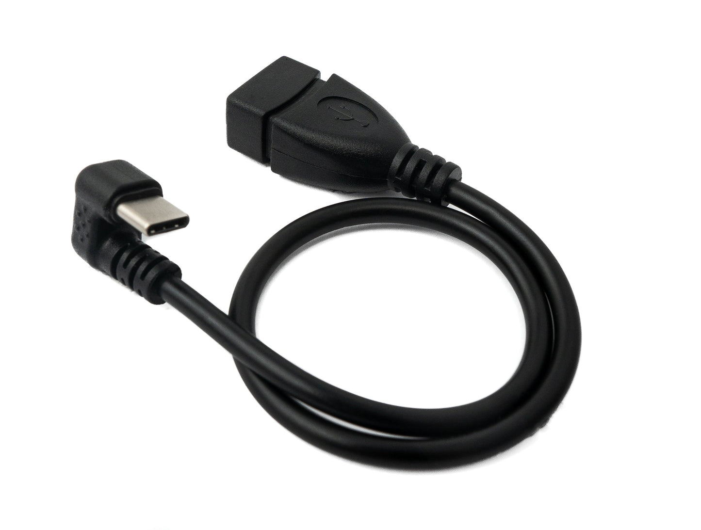 SYSTEM-S USB 3.1 cable 30 cm Type C male to 2.0 A female 180° angle adapter in black