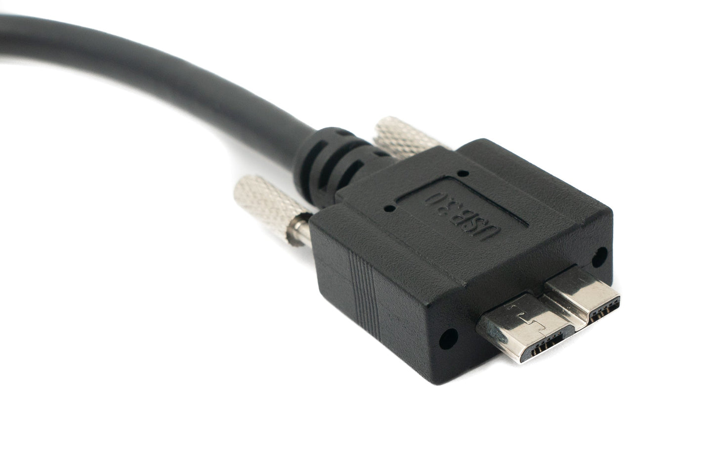 SYSTEM-S USB 3.0 Kabel 30 cm Micro B Stecker zu A Stecker Schraube Winkel Schwarz