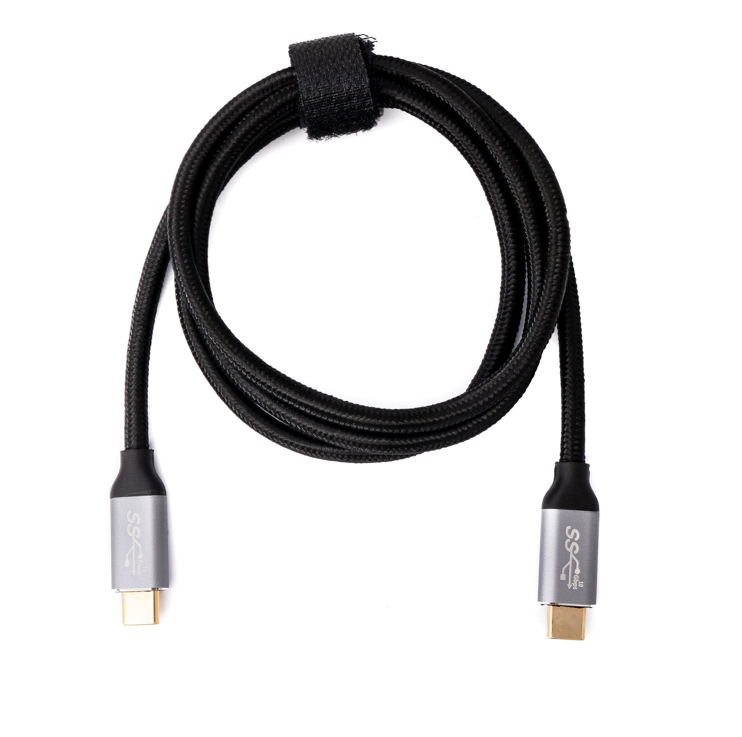 SYSTEM-S USB 3.1 Gen 2 100W Kabel 100 cm Typ C Stecker zu Stecker geflochten in Schwarz