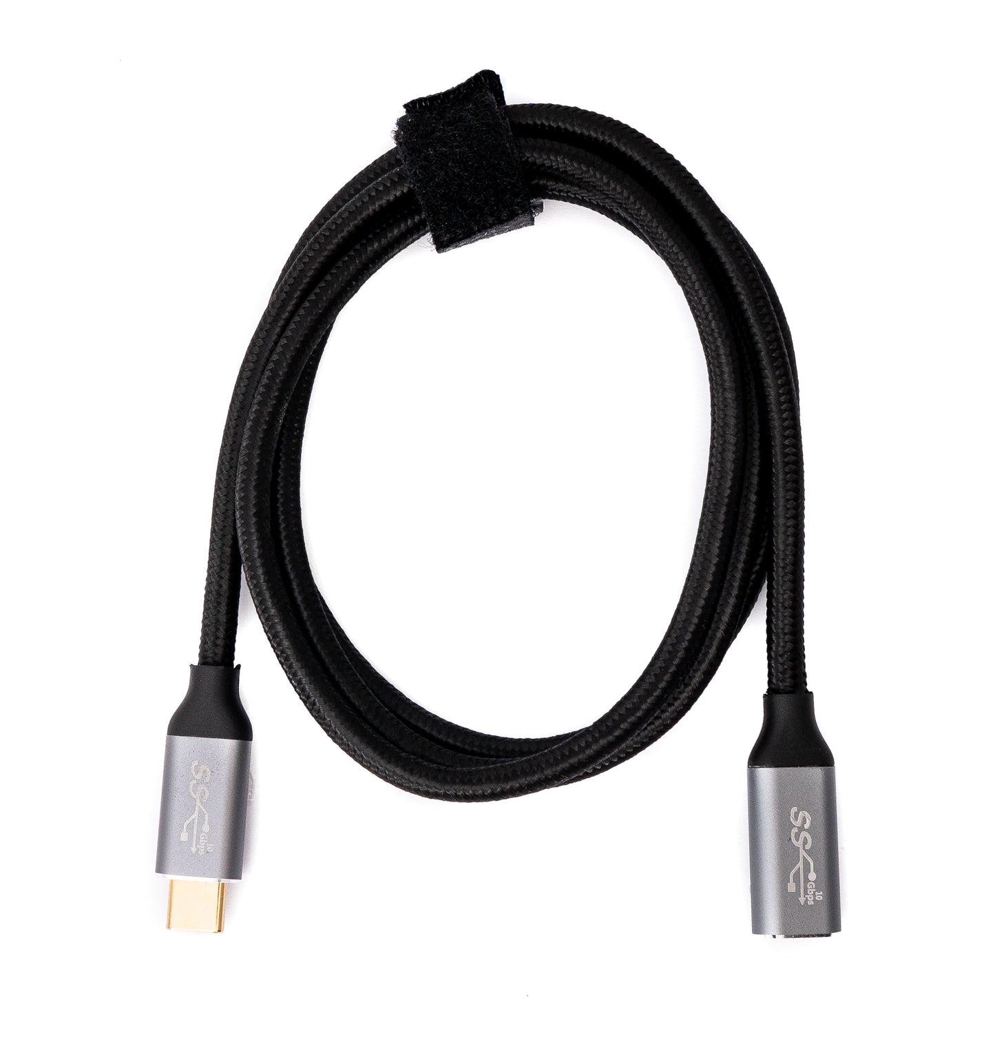 SYSTEM-S USB 3.1 Gen 2 100W Kabel 100 cm Typ C Stecker zu Buchse geflochten in Schwarz