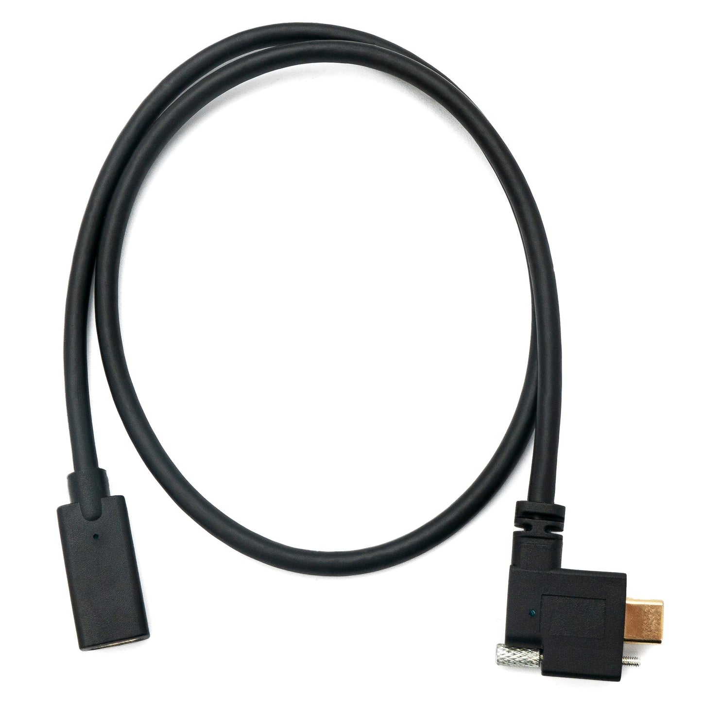 SYSTEM-S USB 3.1 Kabel 60 cm Typ C Stecker zu Buchse Schraube Winkel in Schwarz