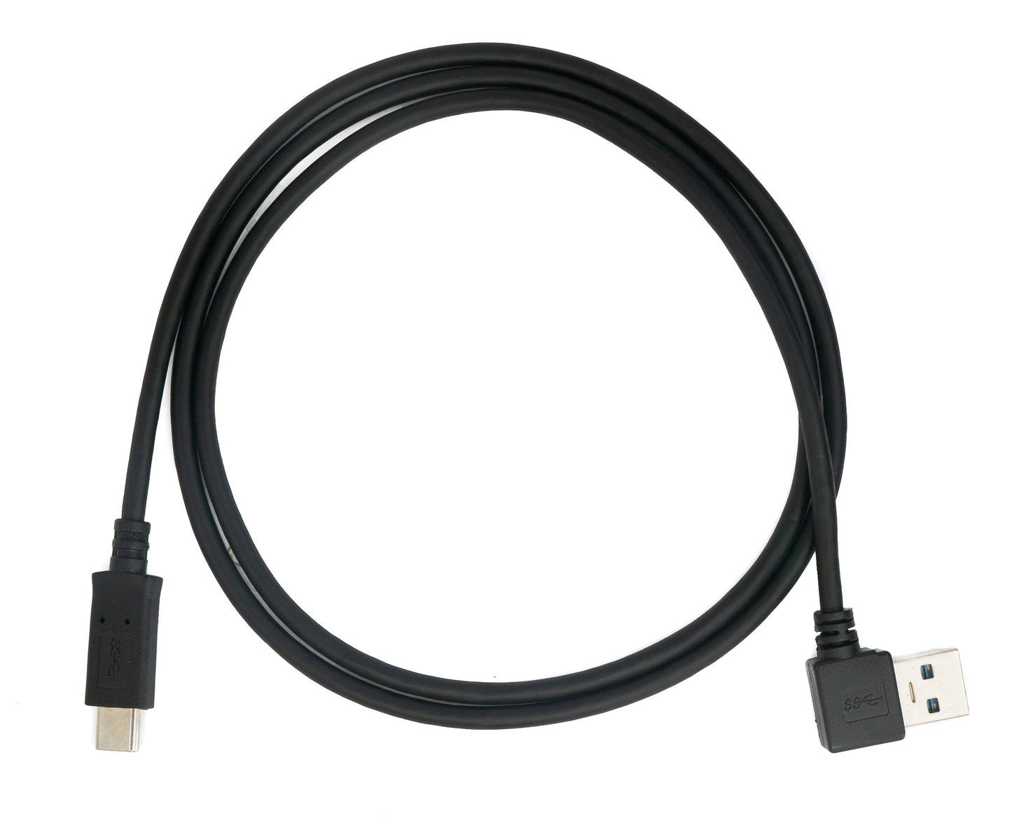 SYSTEM-S USB 3.1 Kabel 1 m Typ C Stecker zu Typ A Stecker Winkel in Schwarz