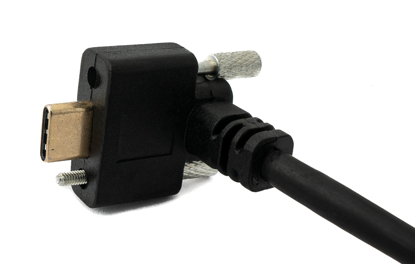 SYSTEM-S USB 3.1 Gen 2 100W Kabel 1,8 m Typ C Stecker zu Buchse Schraube Winkel in Schwarz