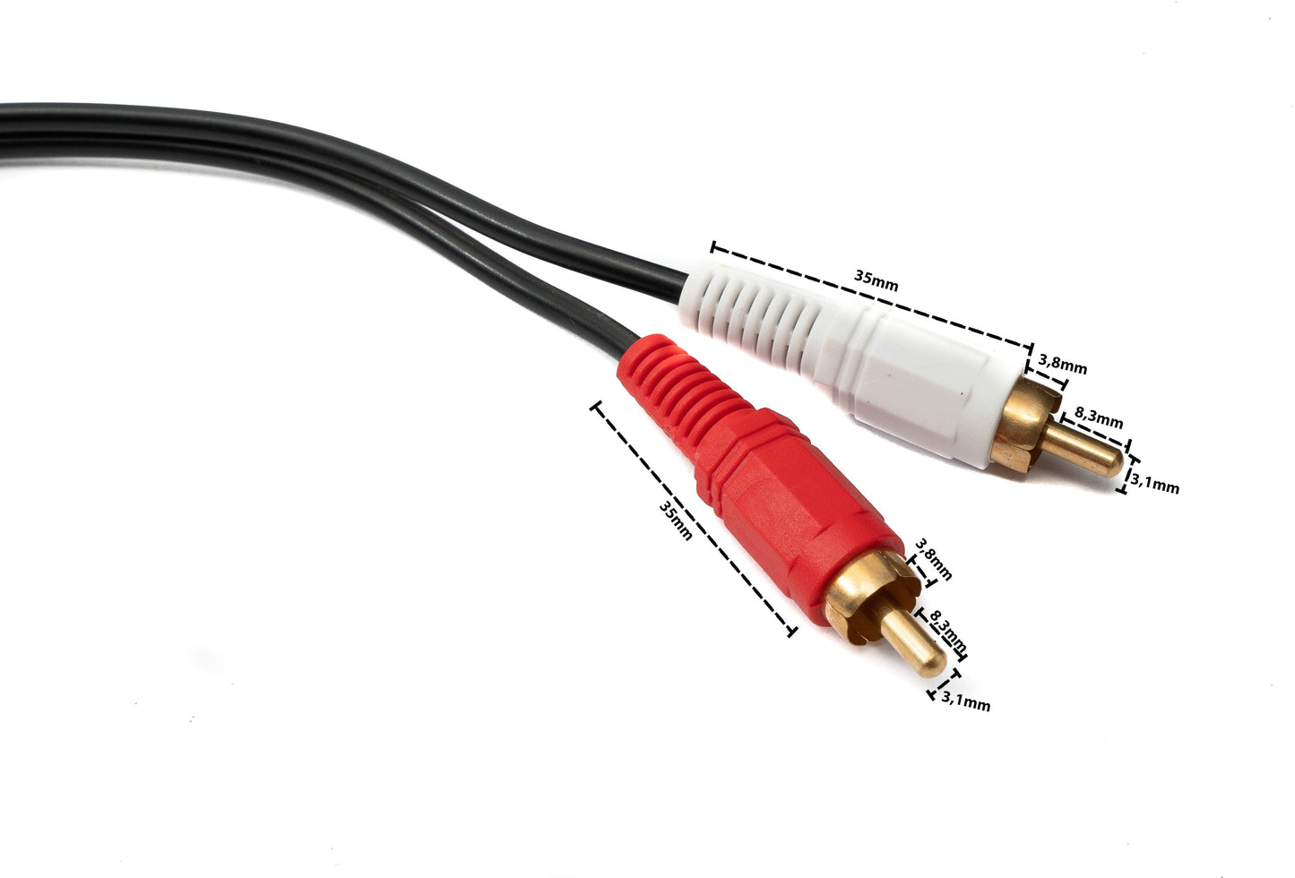SYSTEM-S Cinch 2 RCA Kabel 3 m Stecker zu Stecker Stereo AV in Schwarz