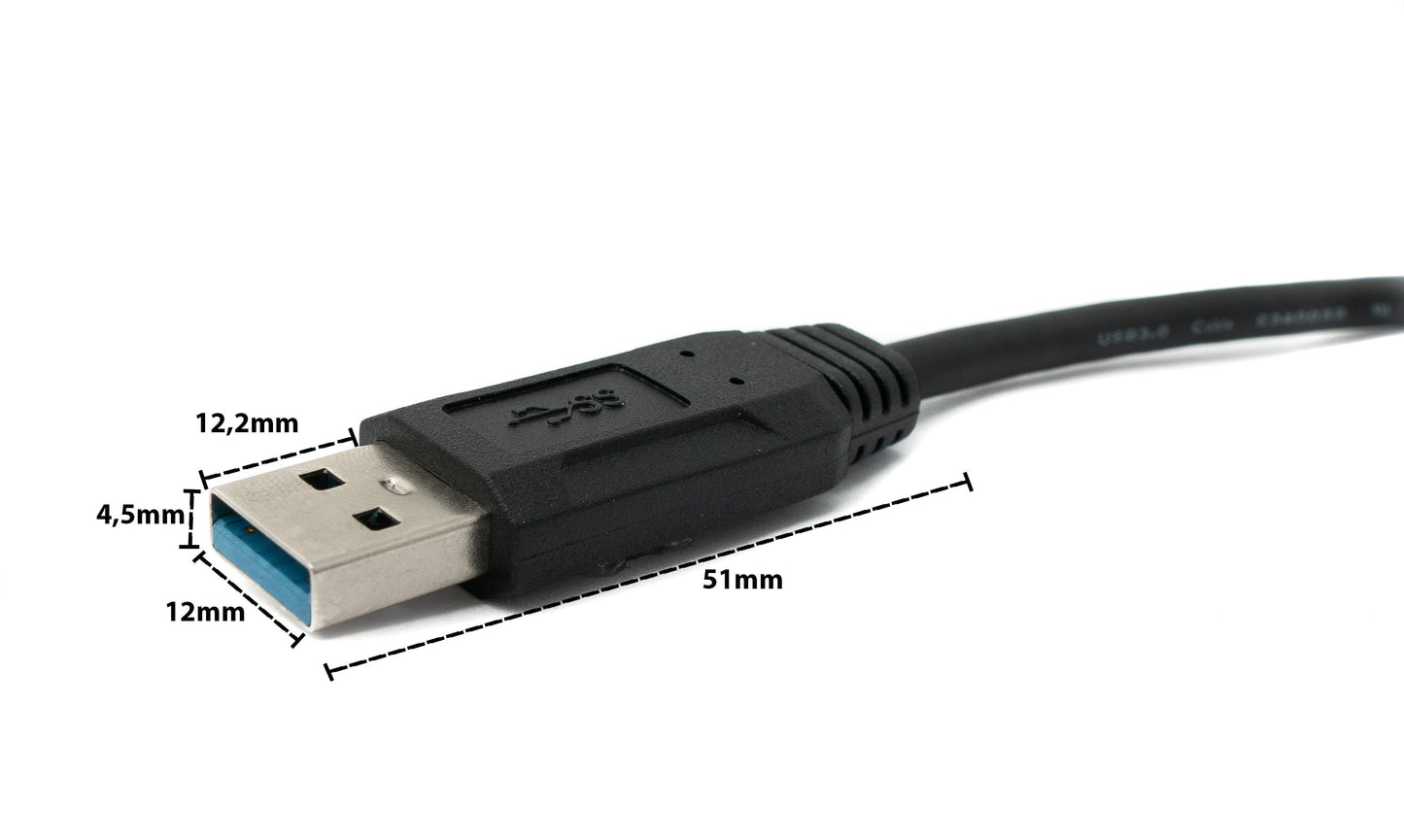 SYSTEM-S USB 3.0 Kabel 30 cm Micro B Stecker zu Typ A Stecker Schraube in Schwarz