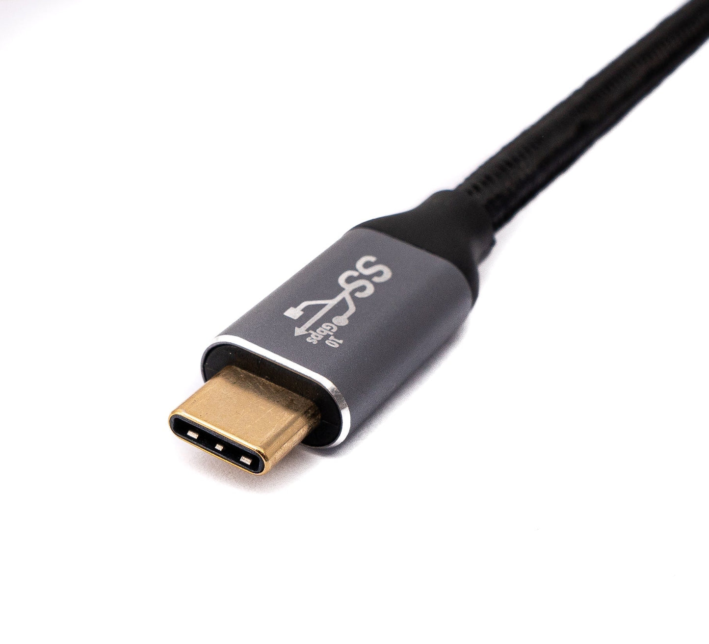 SYSTEM-S USB 3.1 Gen 2 100W Kabel 3 m Typ C Stecker zu Stecker Winkel geflochten in Schwarz