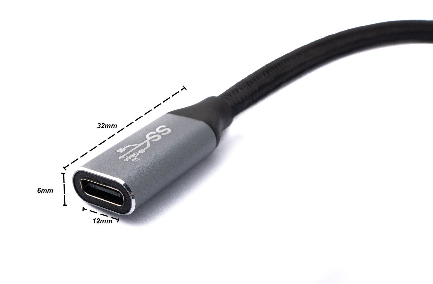 SYSTEM-S USB 3.1 Gen 2 Kabel 50 cm Typ C Stecker zu Buchse geflochten Winkel
